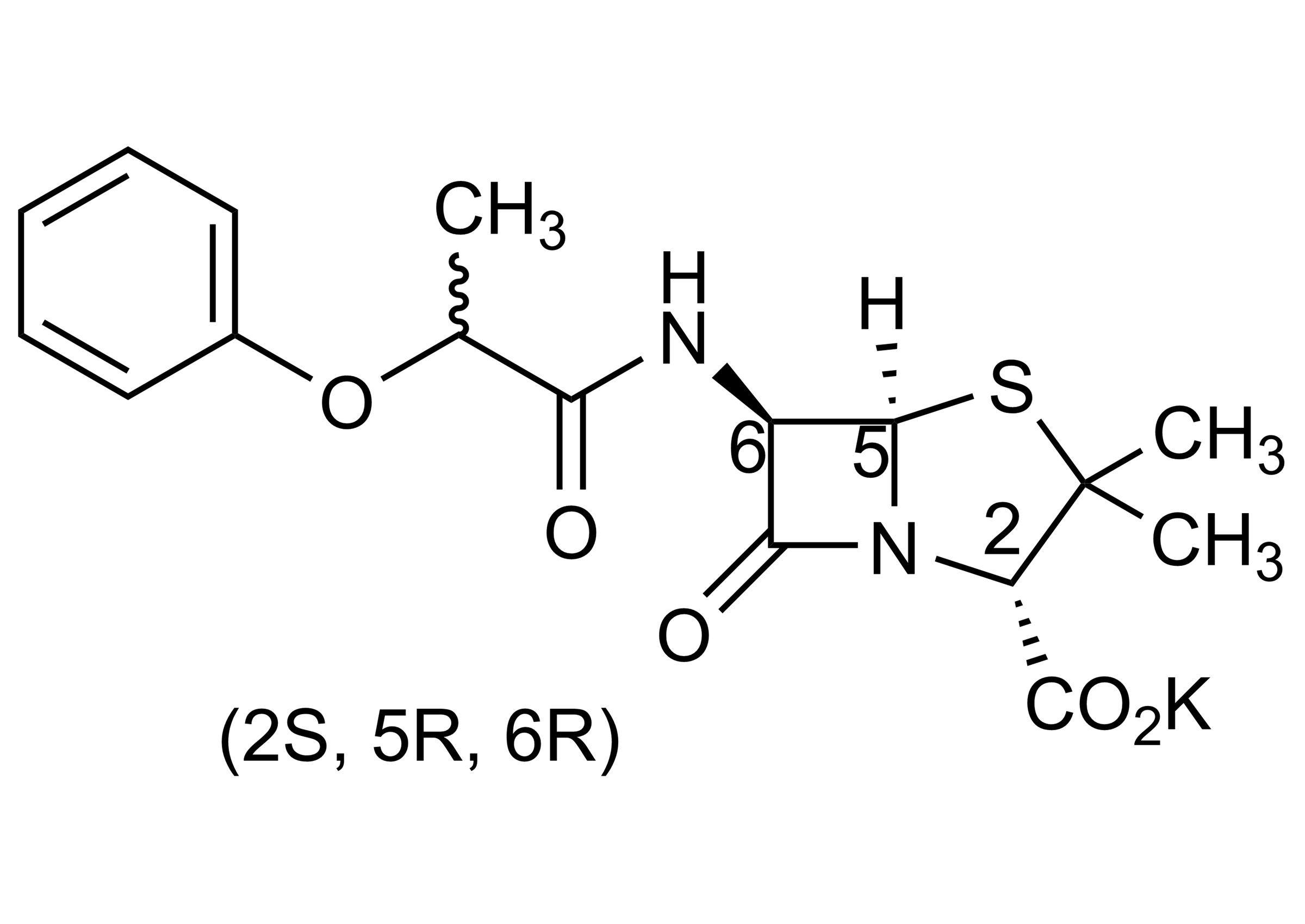 Pheneticillin potassium salt Reference Standard Structure Pheneticillin potassium salt reference standard molecular structure for LC-MS/MS and GC-MS