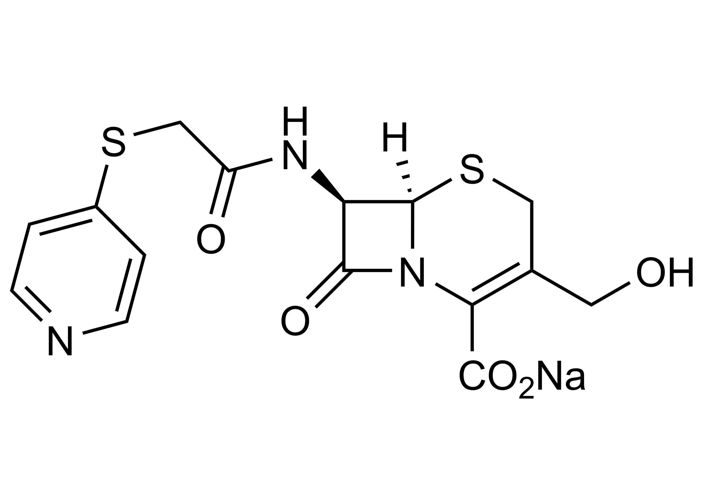 Desacetylcefapirin sodium salt molecular structure reference standard (CAS 104557-24-6) by WITEGA