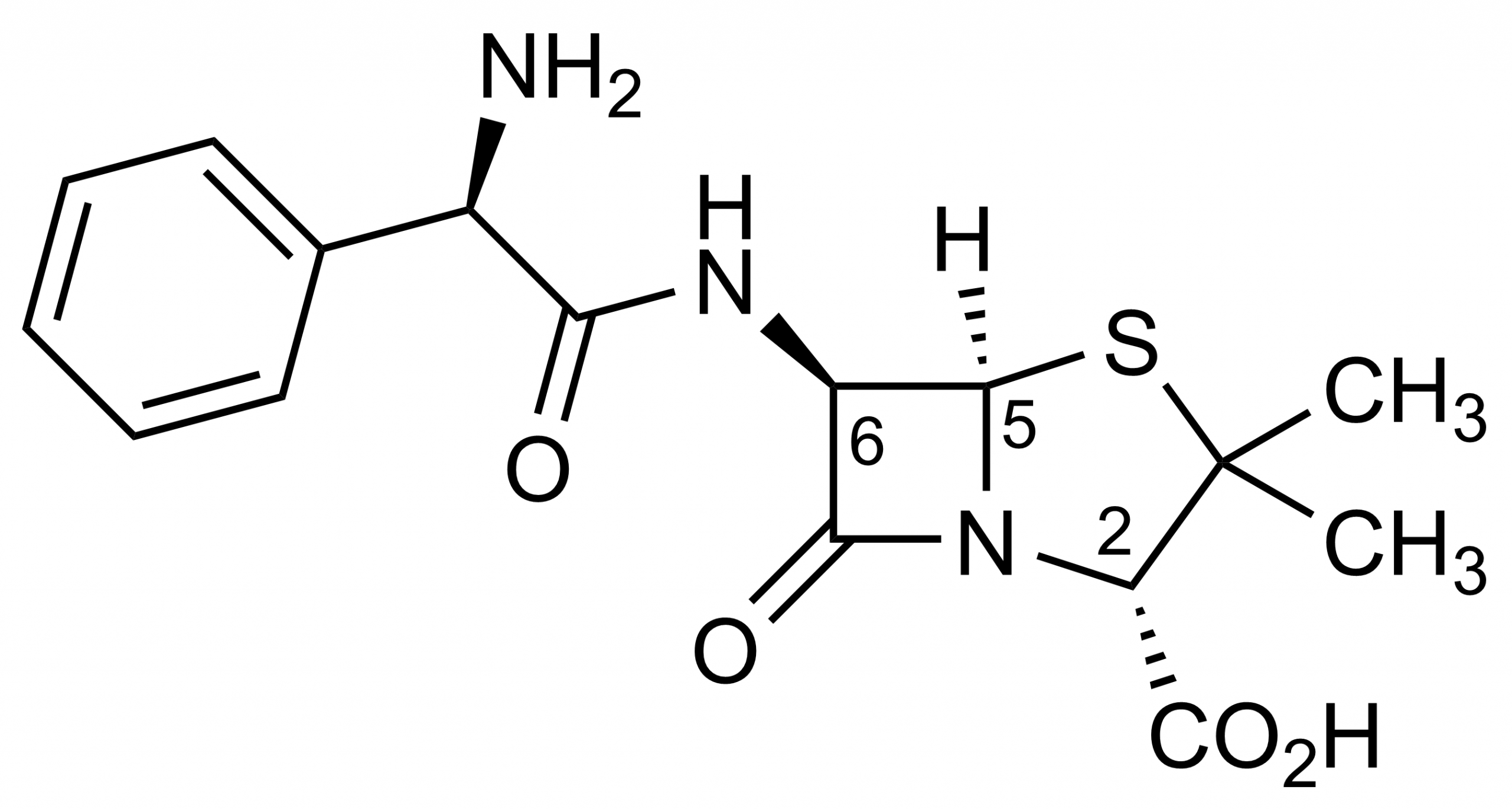 Ampicillin Reference Standard Structure - CAS 69-53-4 Ampicillin reference standard molecular structure for LC-MS/MS and GC-MS calibration