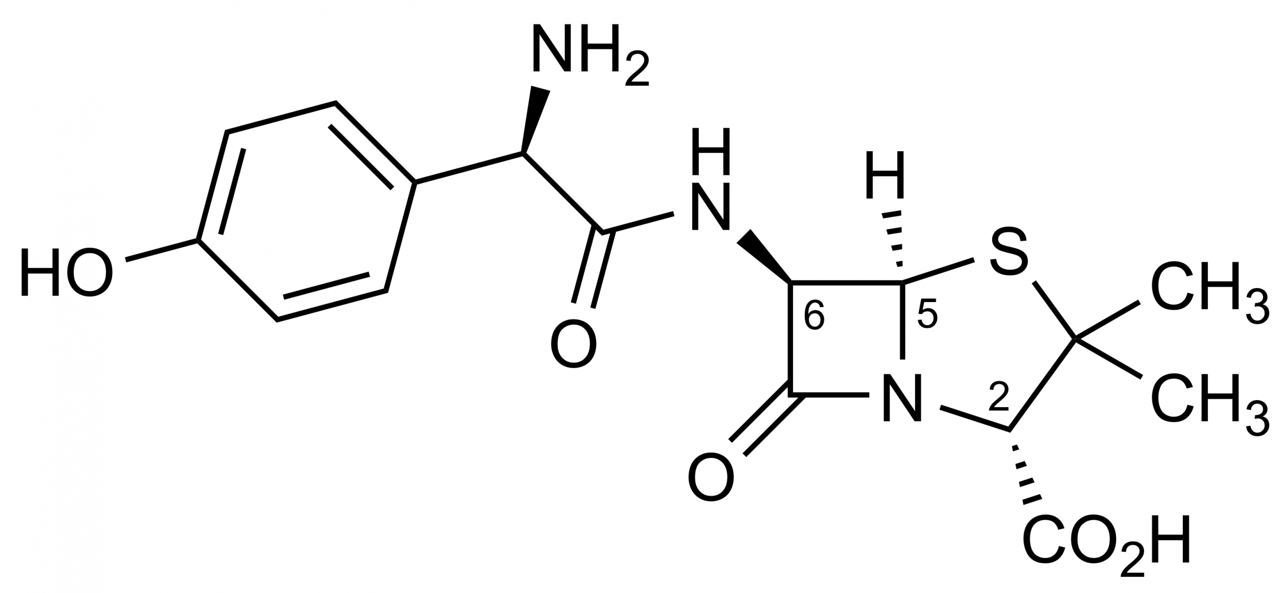 Amoxicillin Reference Standard - Molecular Structure Amoxicillin reference standard chemical structure for LC-MS/MS and GC-MS quantification