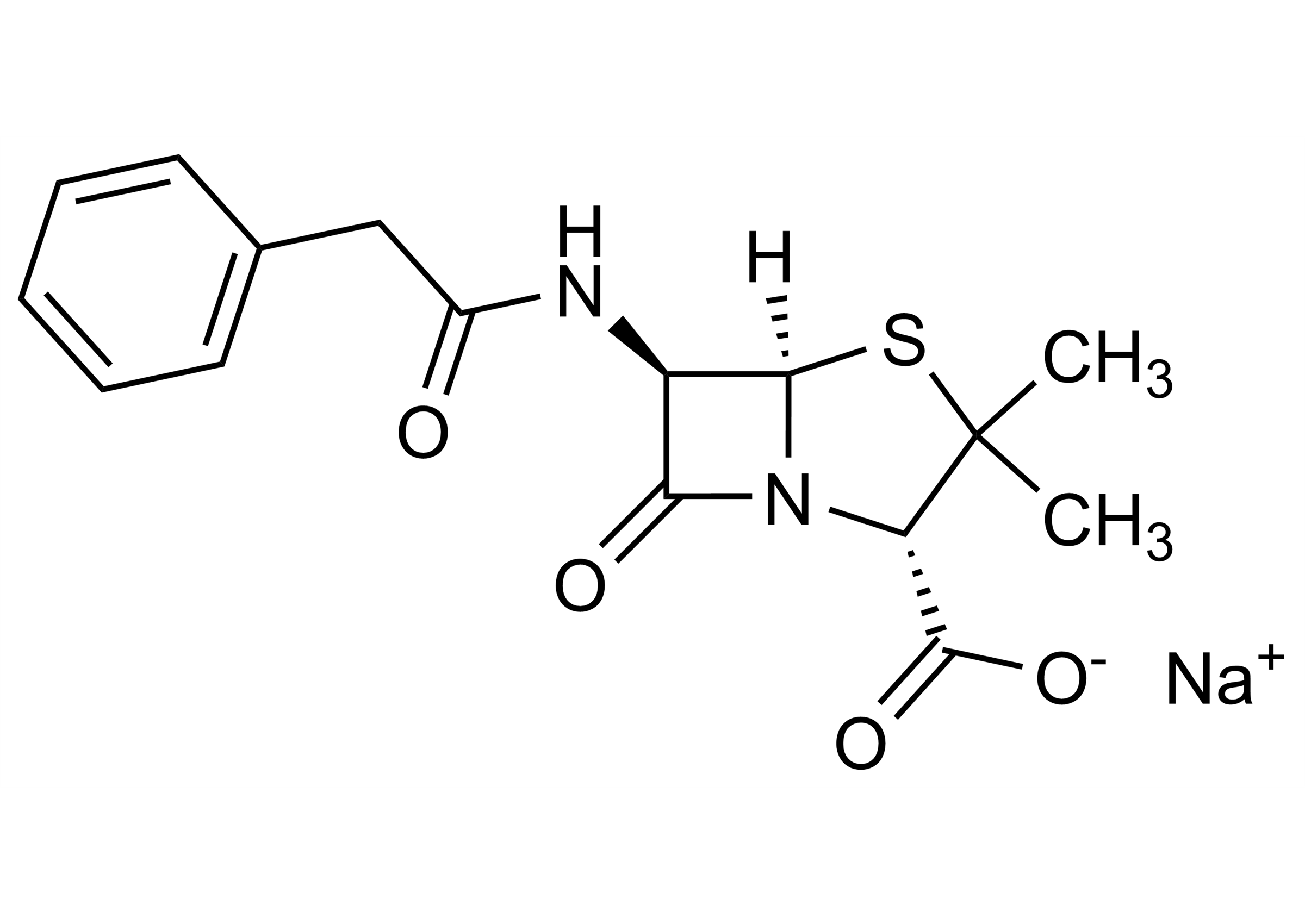 Penicillin G sodium salt Benzylpenicillin sodium salt reference standard image Penicillin G sodium salt Benzylpenicillin sodium salt (CAS 69-57-8) reference standard molecular structure