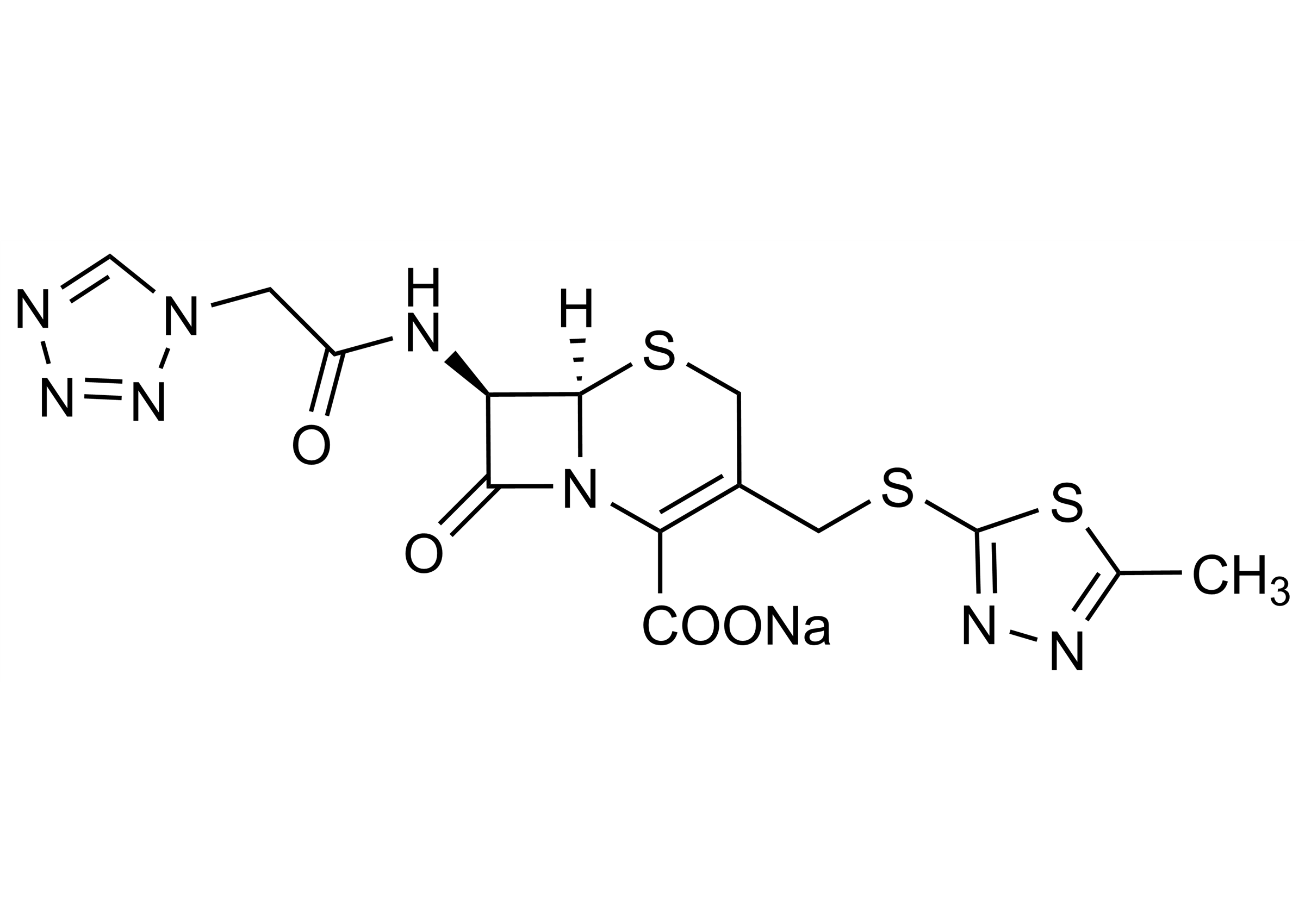 Cefazolin sodium salt reference standard molecular structure Cefazolin sodium salt (CAS 27164-46-1) molecular structure reference standard for LC-MS/MS and GC-MS calibration