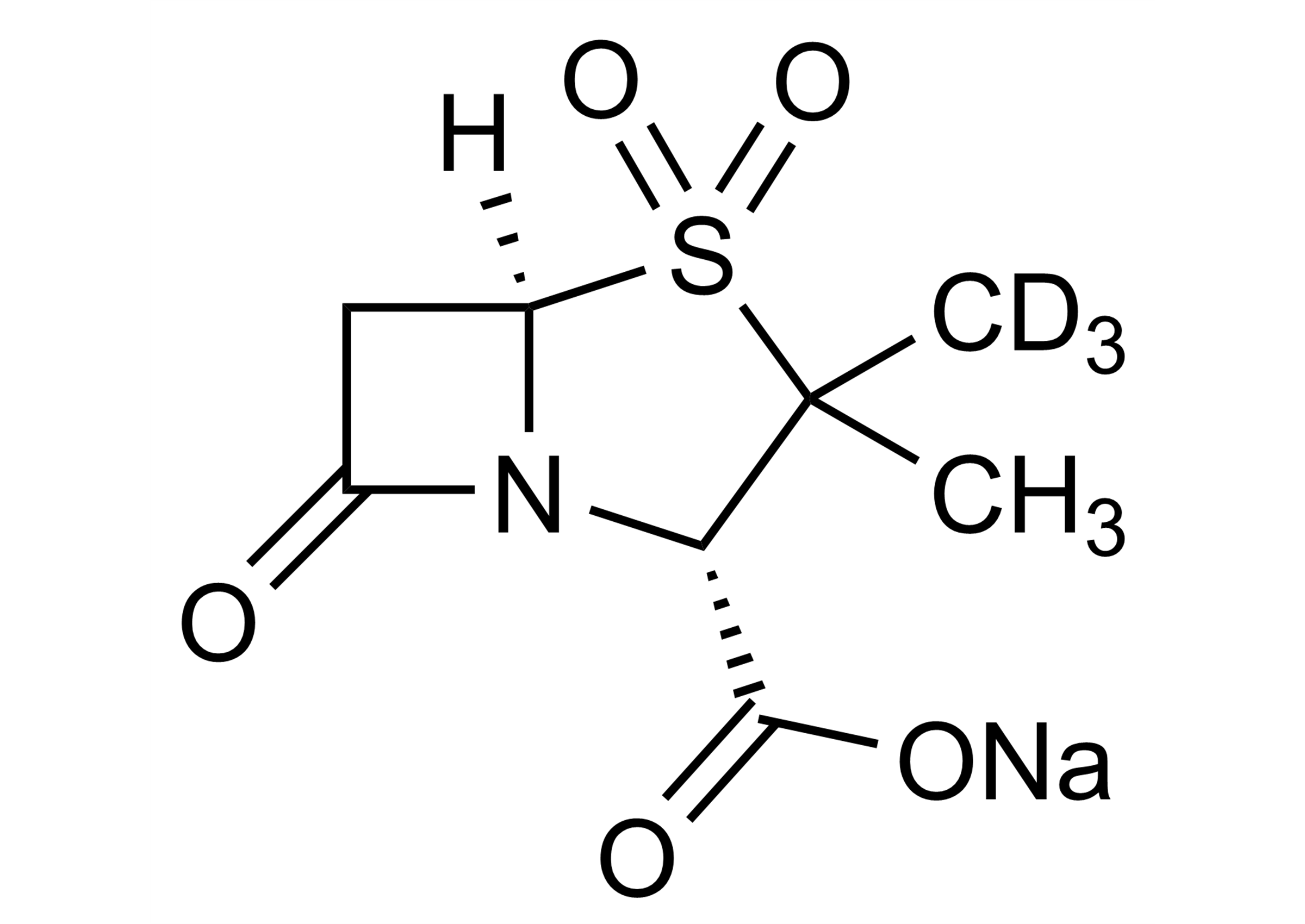 Sulbactam-D3 sodium salt Reference Standard Structure Sulbactam-D3 sodium salt reference standard molecular structure for LC-MS/MS and GC-MS calibration
