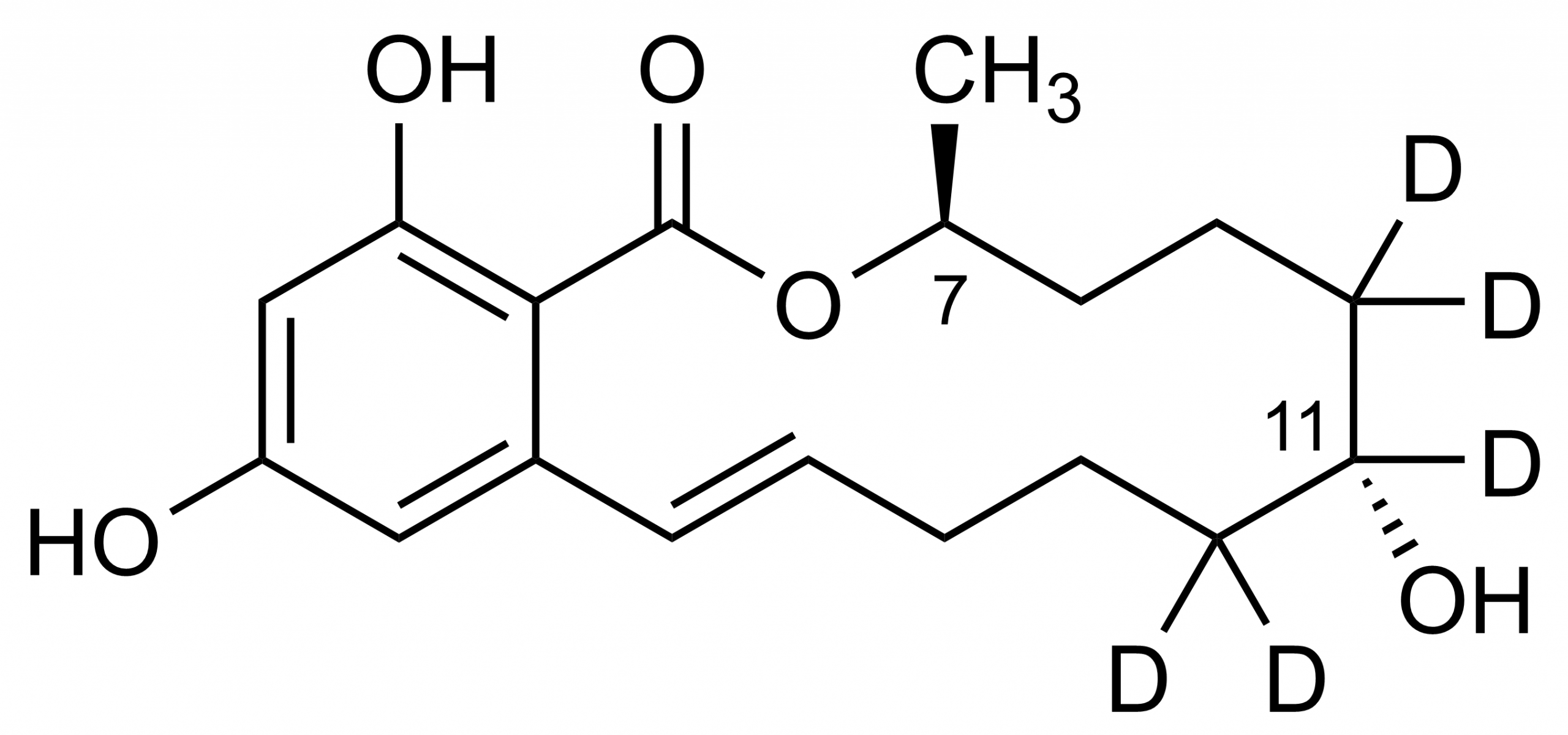 Molecular structure of alpha Zearalenol D5 reference standard for LC-MS/MS and GC-MS calibration