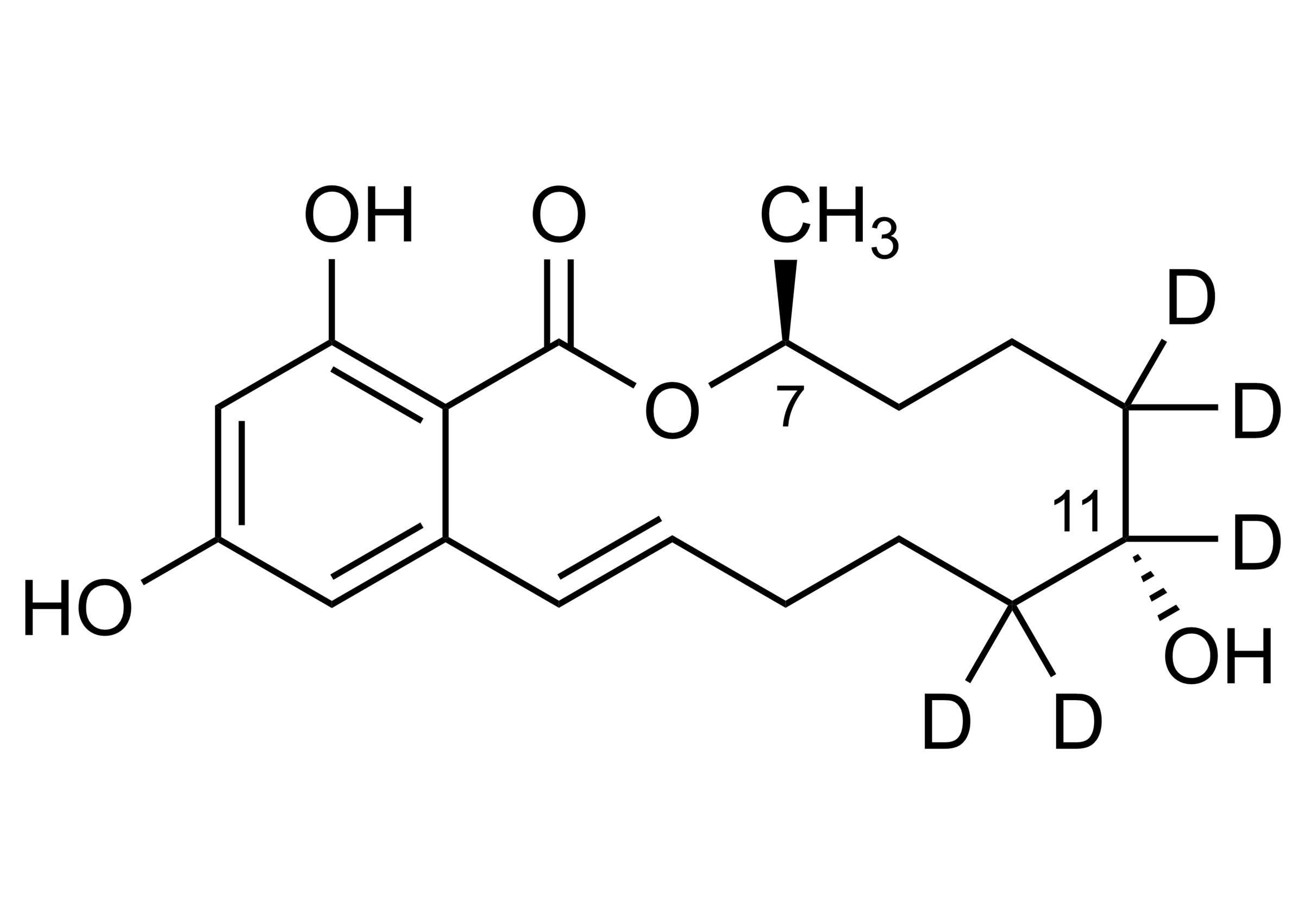 alpha Zearalenol D5 Reference Standard Molecular Structure Molecular structure of alpha Zearalenol D5 reference standard for LC-MS/MS and GC-MS calibration