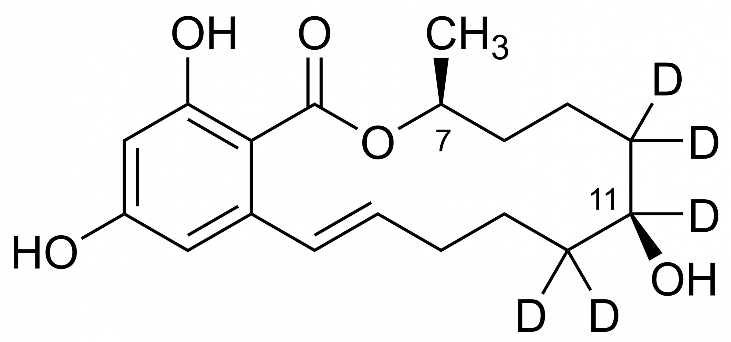 Molecular structure of beta Zearalenol D5 reference standard for LC-MS/MS and GC-MS calibration