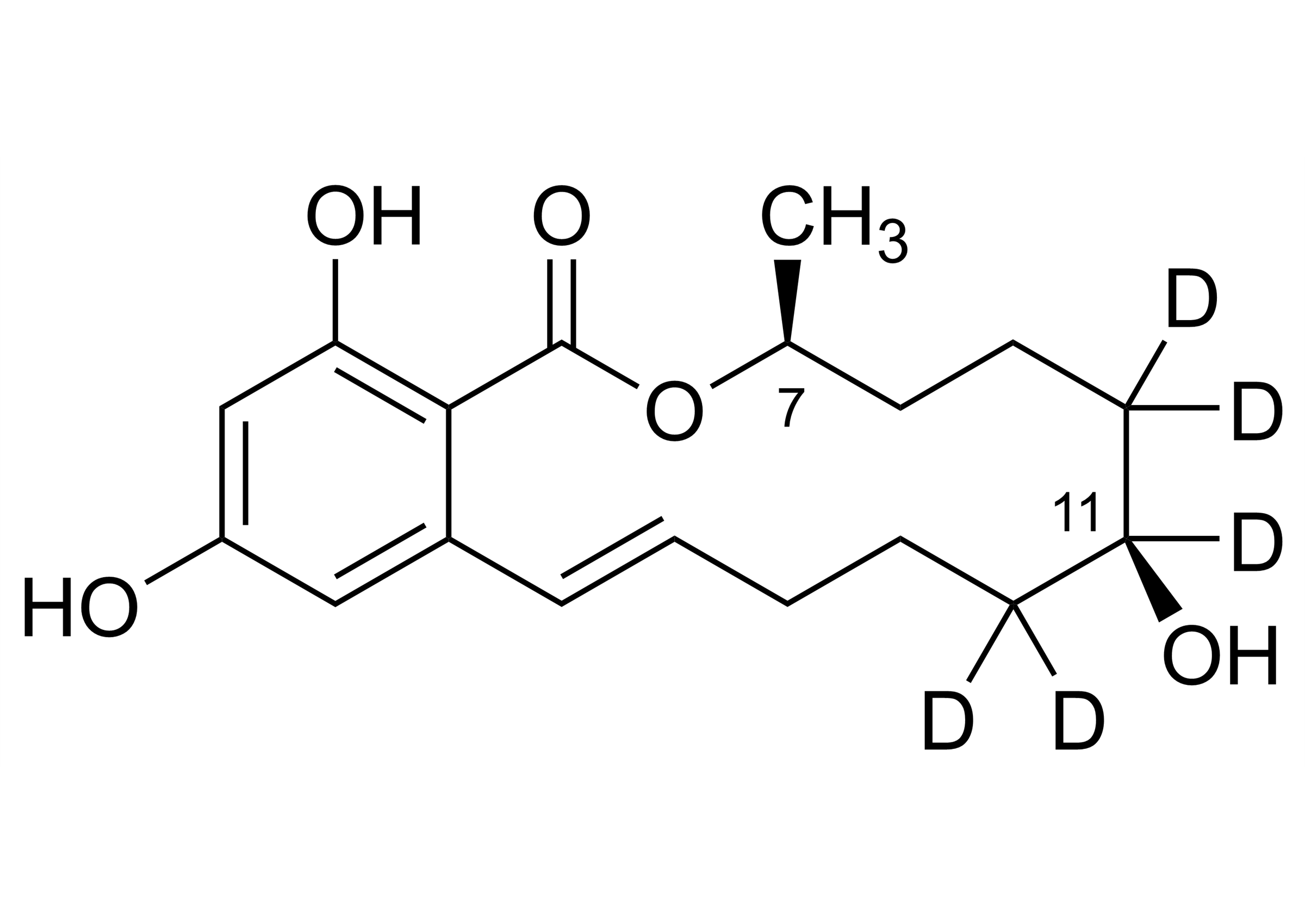 beta Zearalenol D5 Reference Standard Structure Molecular structure of beta Zearalenol D5 reference standard for LC-MS/MS and GC-MS calibration