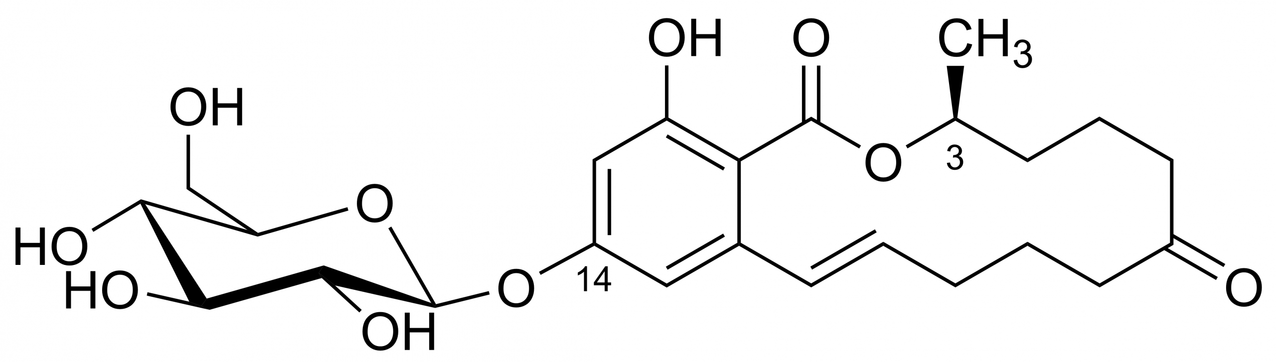 Zearalenone-14-O-beta-glucoside Reference Standard Structure Zearalenone-14-O-beta-glucoside reference standard molecular structure for LC-MS/MS and GC-MS