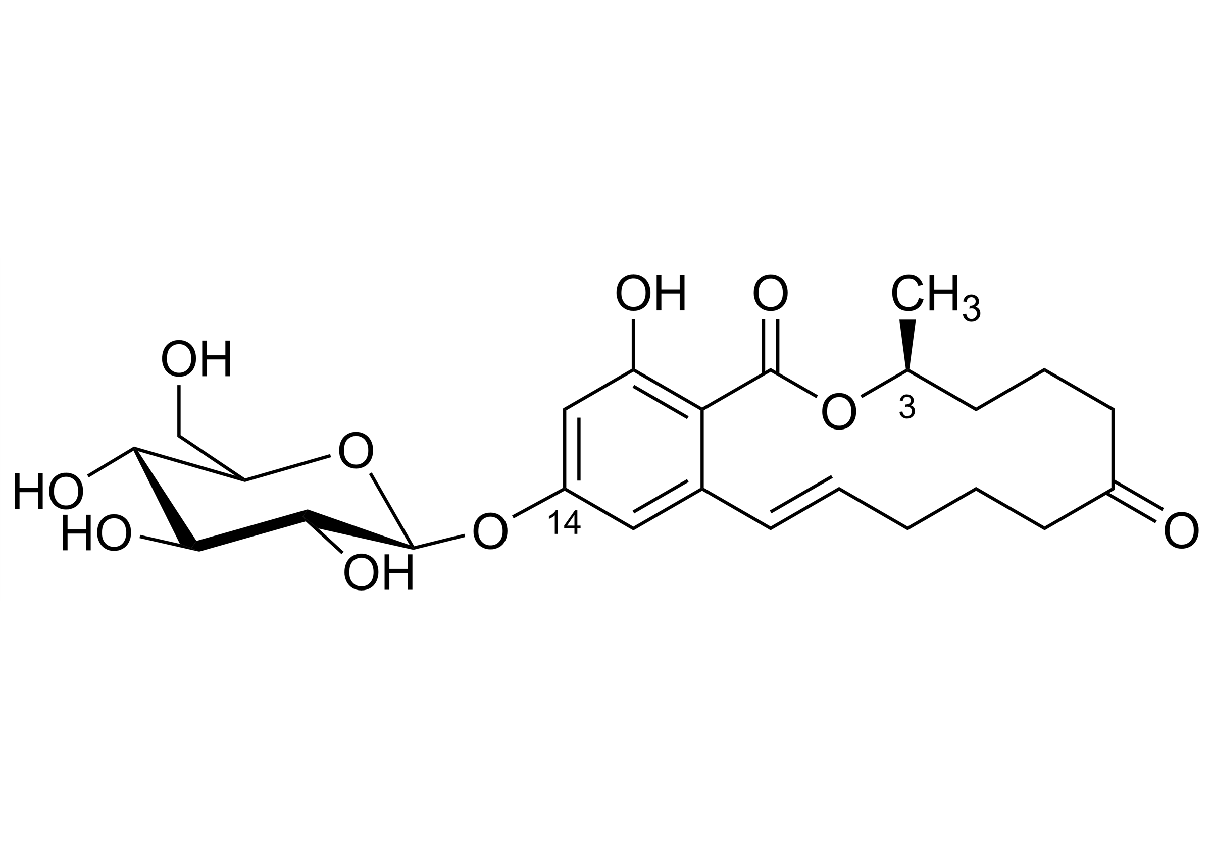 Zearalenone-14-O-beta-glucoside Reference Standard Structure Zearalenone-14-O-beta-glucoside reference standard molecular structure for LC-MS/MS and GC-MS