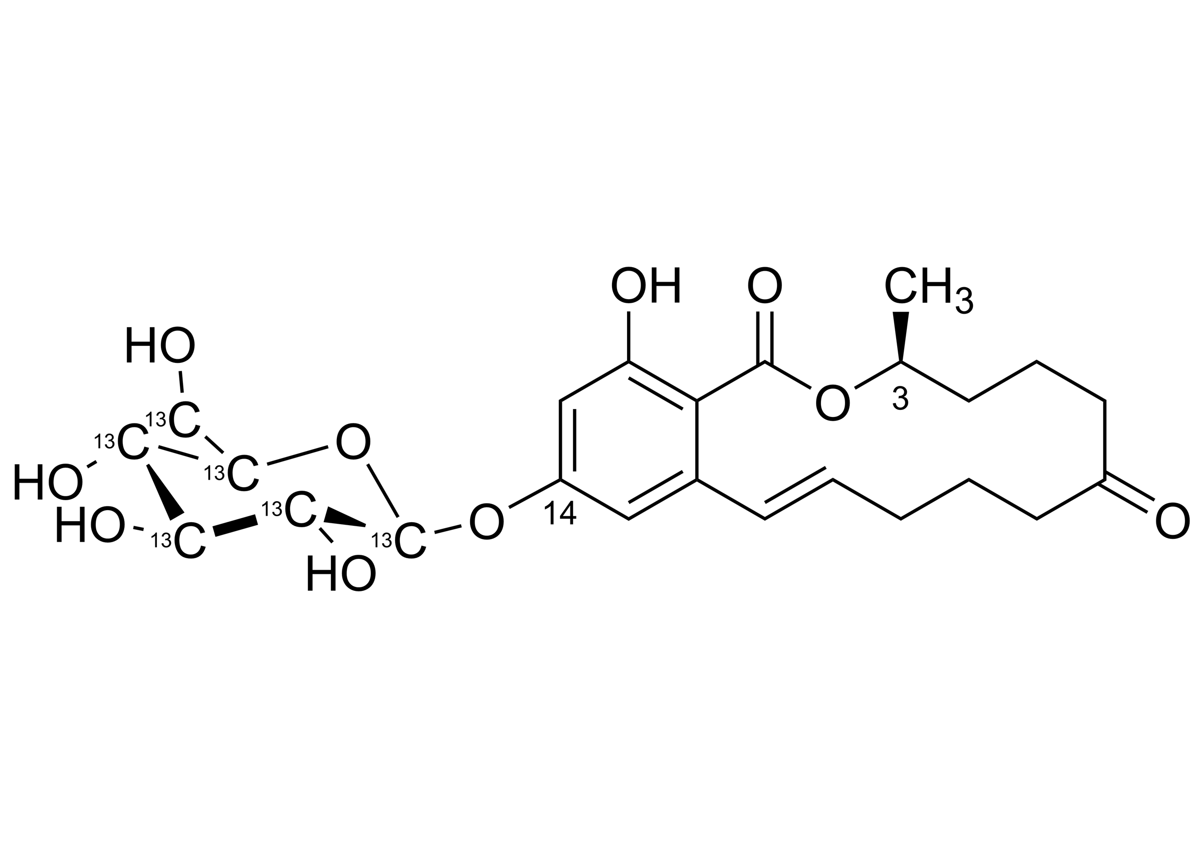 Zearalenone-14-O-beta-glucoside-13C6 molecular structure reference standard for LC-MS/MS and GC-MS