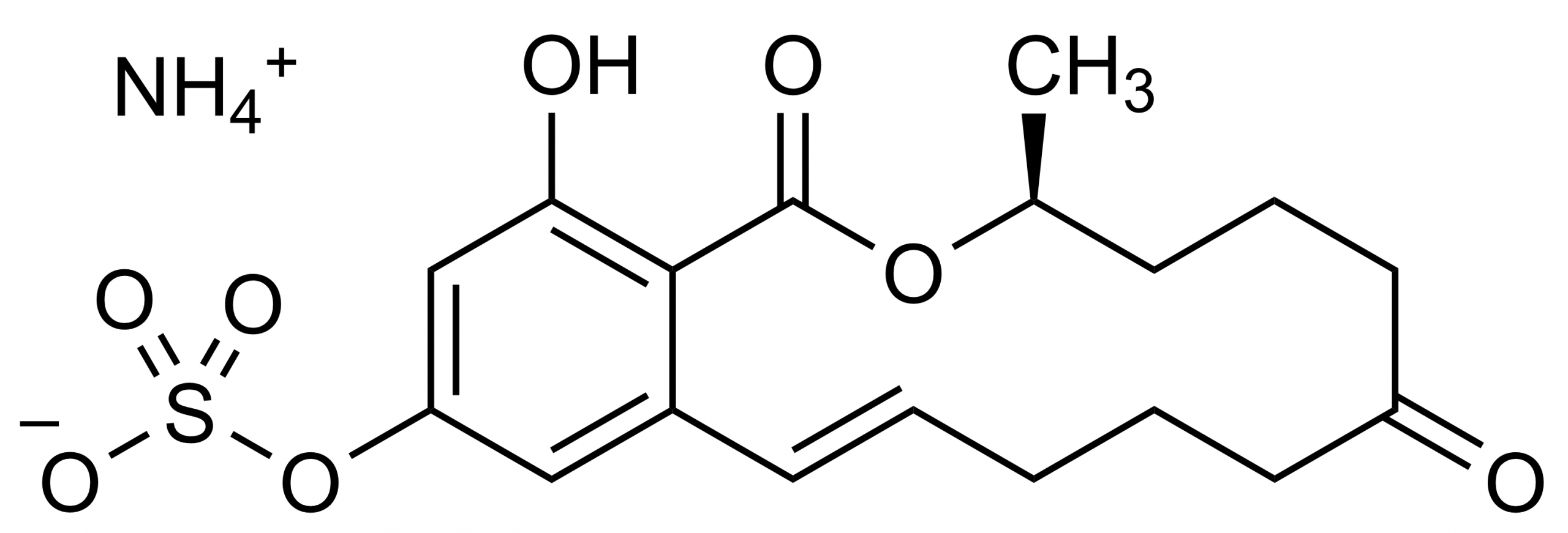Molecular Structure of Zearalenone 14 Sulfate Ammonium Salt Reference Standard Zearalenone 14 sulfate ammonium salt molecular structure reference standard (CAS 1439328-85-4)