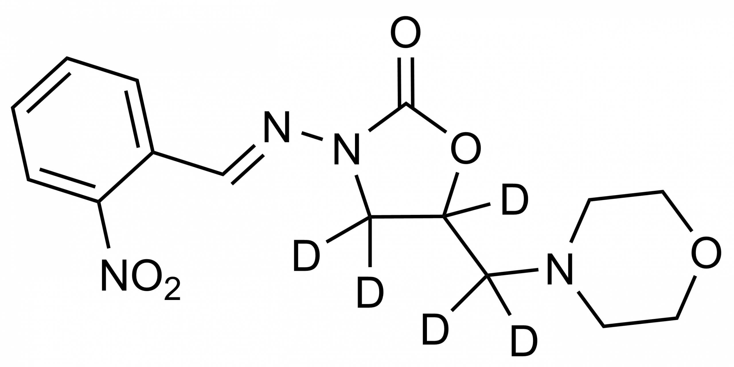 Molecular structure of 2-NP-AMOZ-D5 reference standard by WITEGA Laboratorien Berlin-Adlershof GmbH for LC-MS/MS and GC-MS
