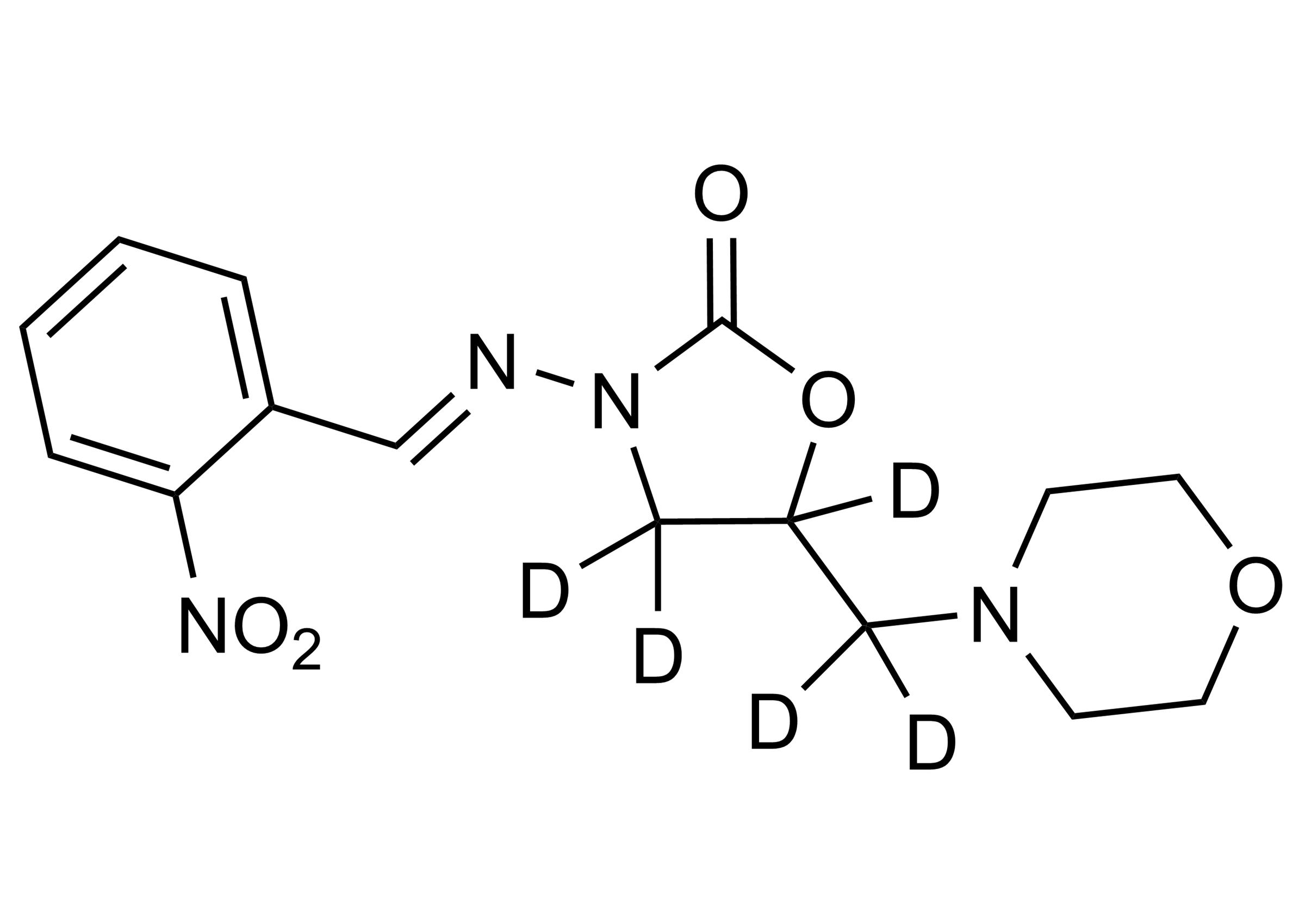 Molecular structure of 2-NP-AMOZ-D5 reference standard by WITEGA Laboratorien Berlin-Adlershof GmbH for LC-MS/MS and GC-MS