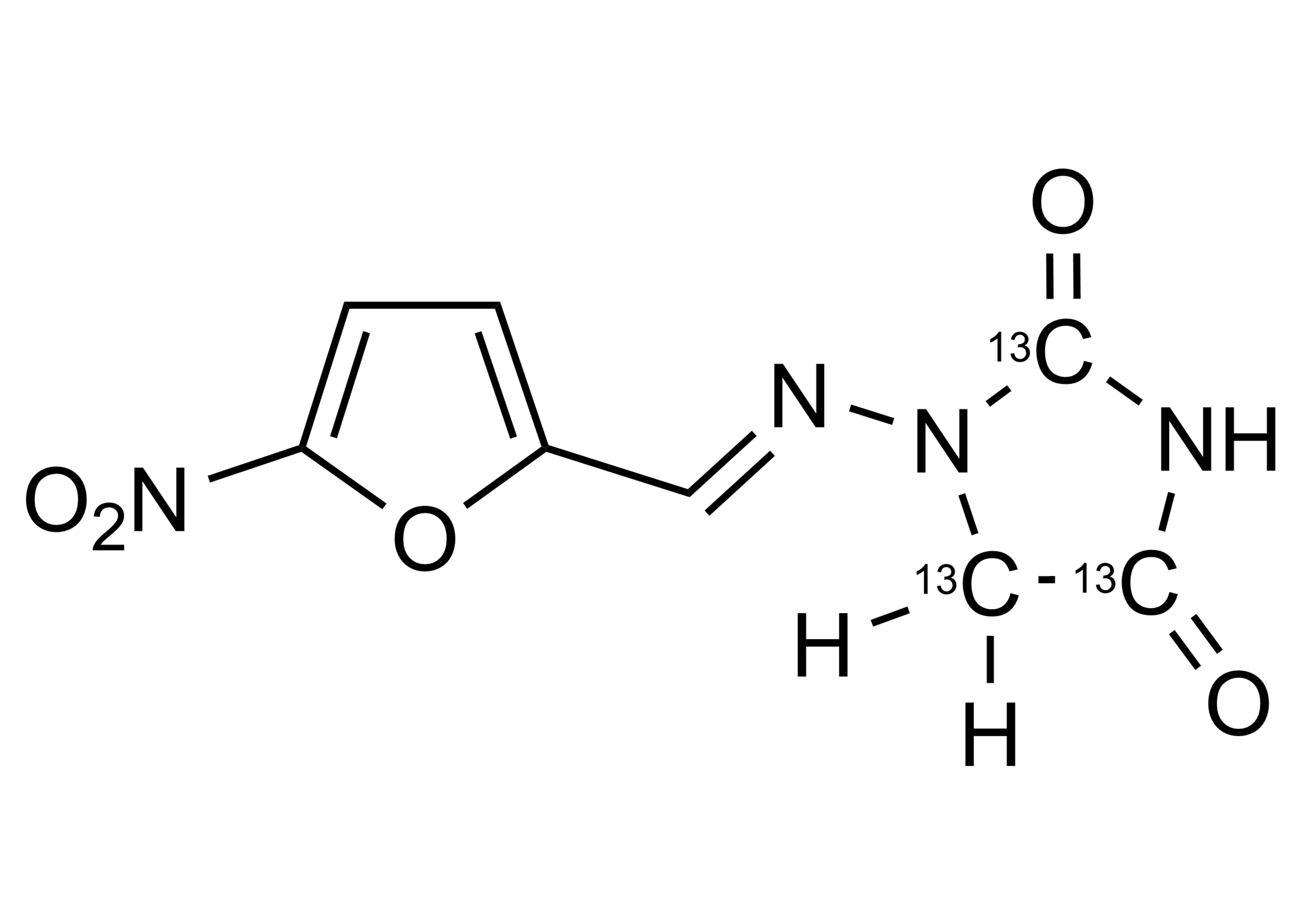 Nitrofurantoin-13C3 reference standard structure for traceable quantification Nitrofurantoin-13C3 reference standard molecular structure for LC-MS/MS calibration