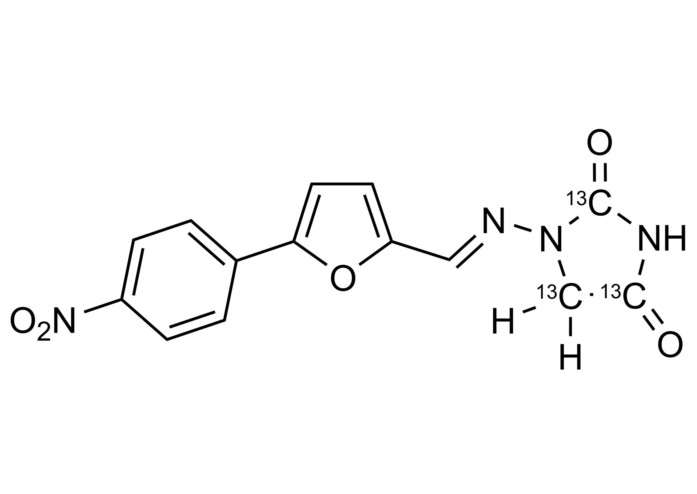 Dantrolene-13C3 Reference Standard Structure Image Dantrolene-13C3 reference standard molecular structure for LC-MS/MS and GC-MS calibration