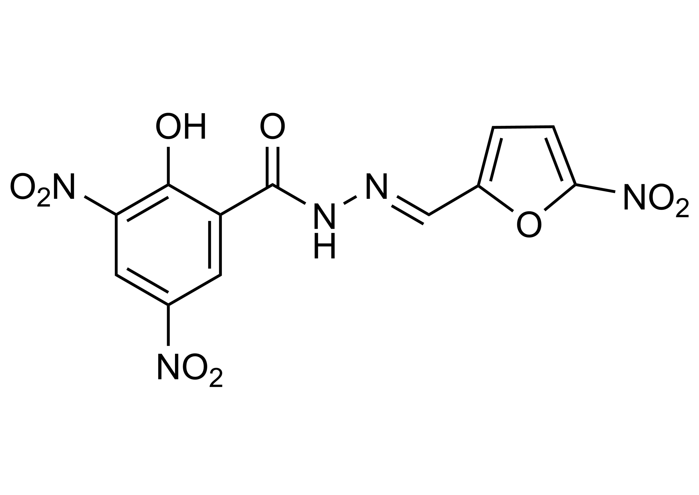Nifursol reference standard molecular structure for LC-MS/MS calibration and residue analysis by WITEGA Laboratorien Berlin-Adlershof GmbH