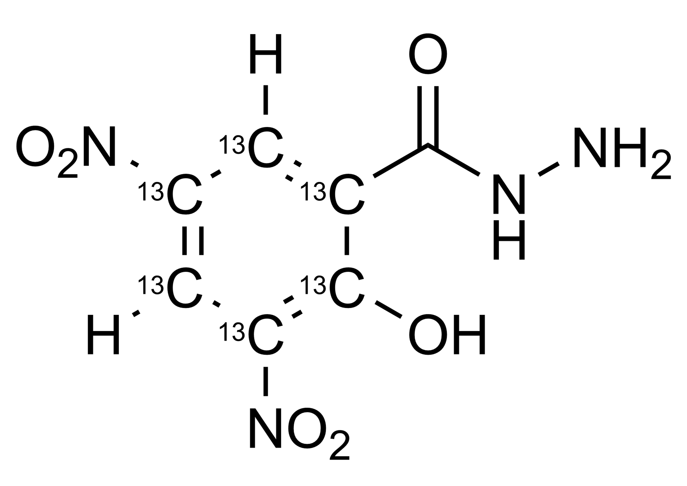DNSAH-13C6 Nifursol-desfurfuryliden-13C6 molecular structure reference standard for LC-MS/MS and GC-MS calibration
