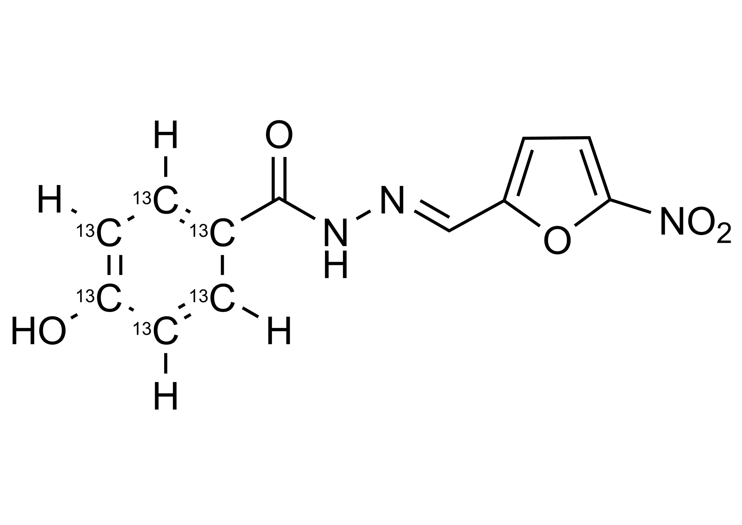 Nifuroxazide 13C6 reference standard molecular structure for LC-MS/MS and GC-MS calibration by WITEGA Laboratorien Berlin-Adlershof GmbH