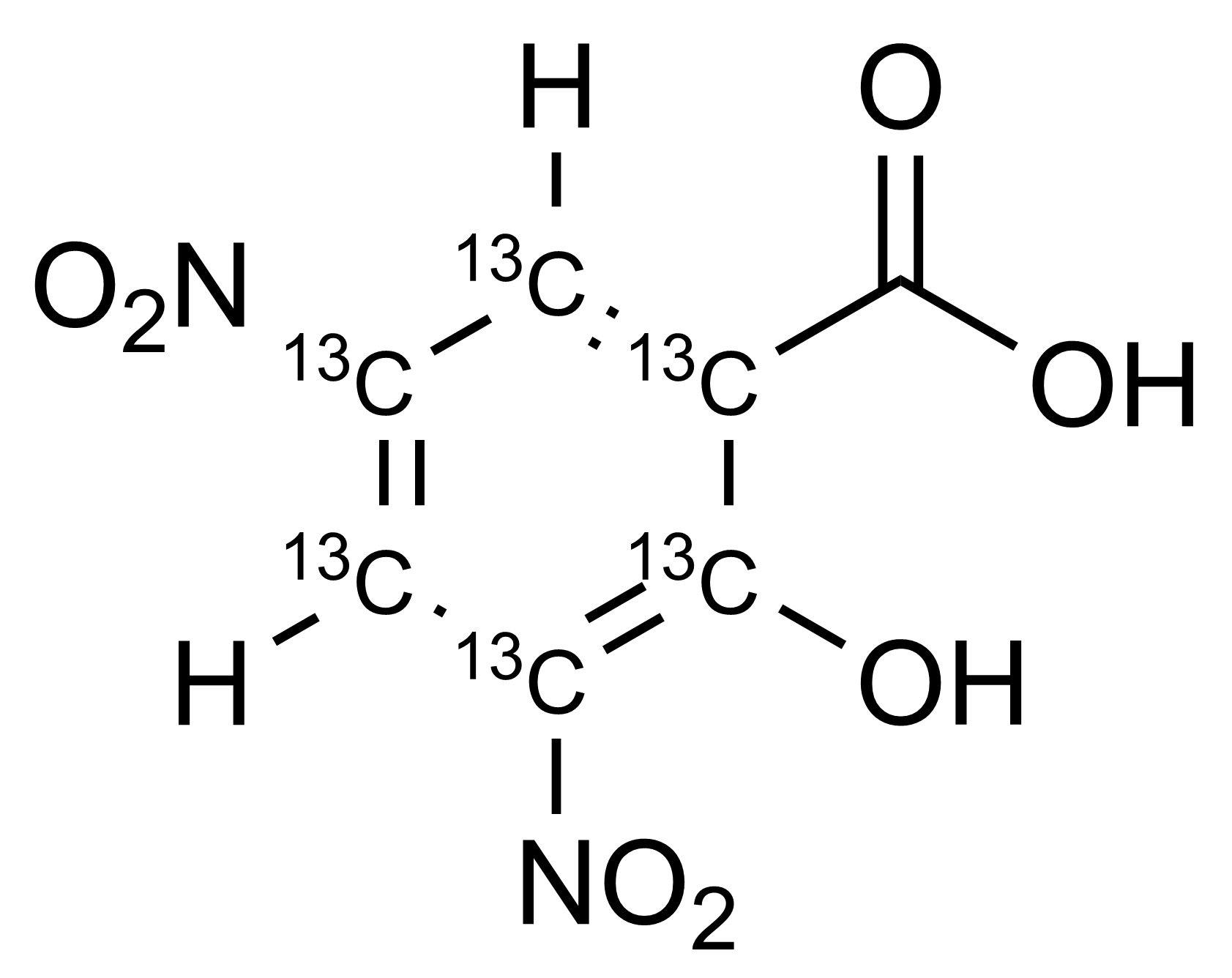 3,5-Dinitrosalicylic acid-13C6 DNSA-13C6 reference standard molecular structure for LC-MS/MS and GC-MS
