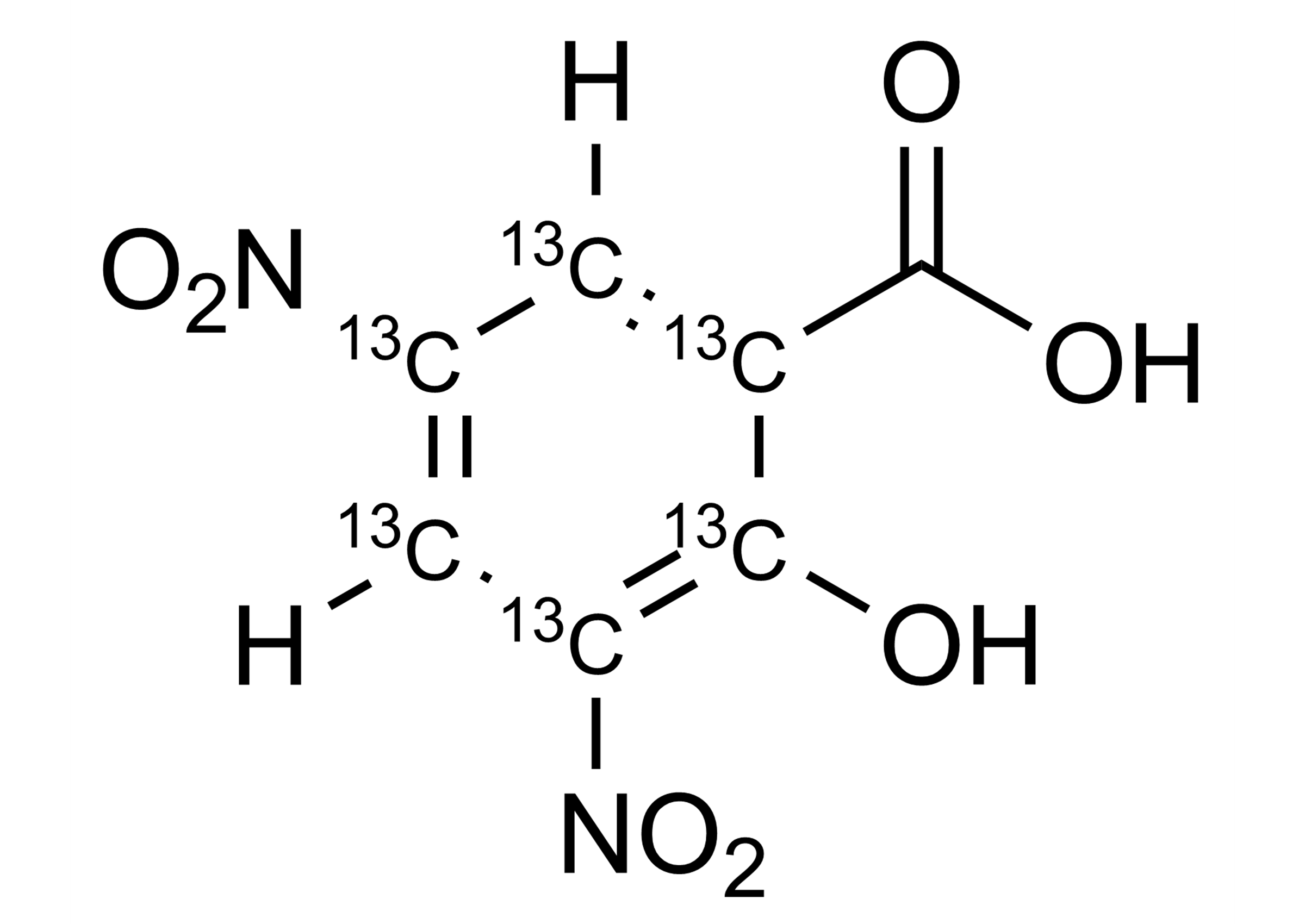 3,5-Dinitrosalicylic acid-13C6 DNSA-13C6 reference standard molecular structure for LC-MS/MS and GC-MS