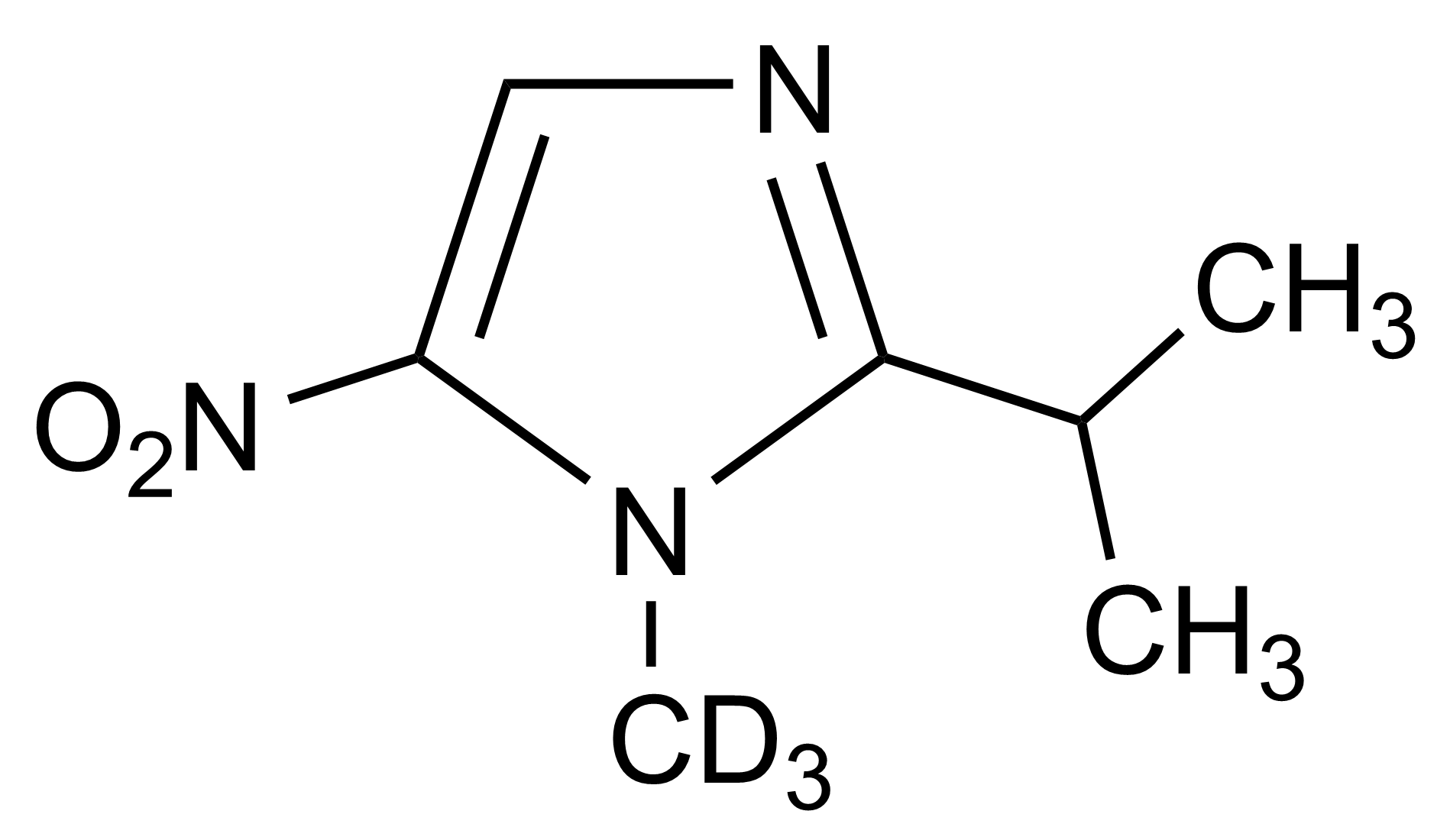 Molecular structure of Ipronidazole D3 reference standard for LC-MS/MS and GC-MS calibration