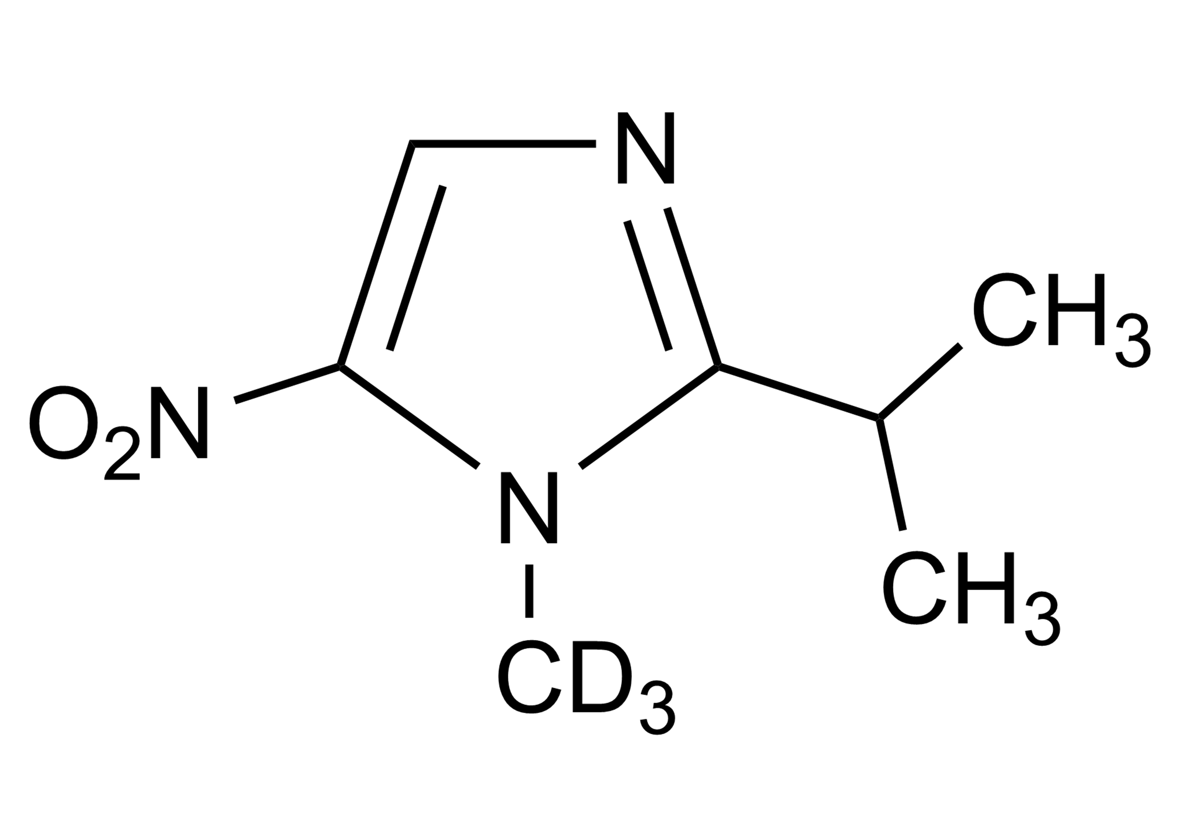 Ipronidazole D3 Reference Standard Molecular Structure Image Molecular structure of Ipronidazole D3 reference standard for LC-MS/MS and GC-MS calibration