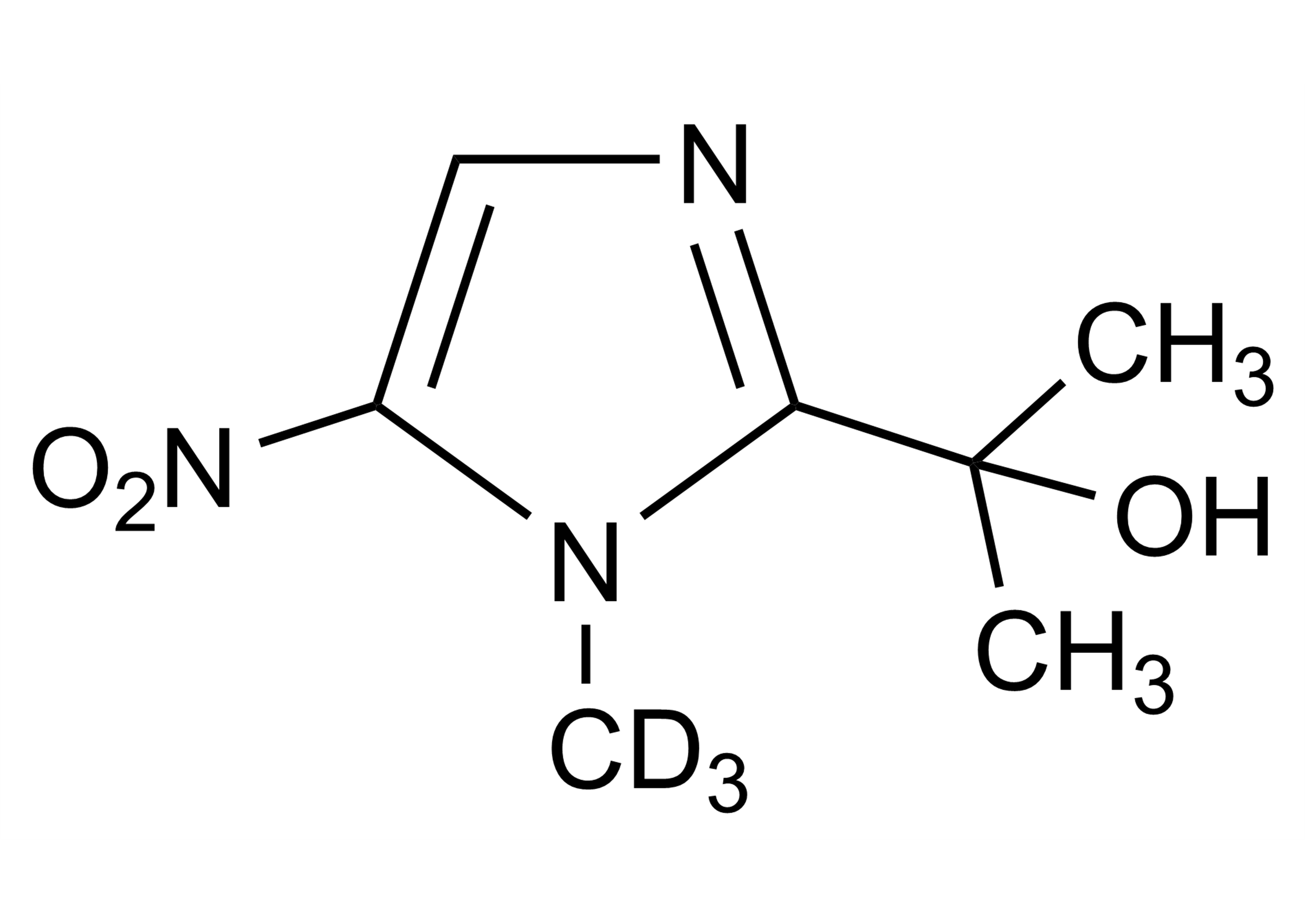 Molecular structure of Ipronidazole-OH-D3 reference standard Ipronidazole-OH-D3 IPZOH-D3 molecular structure reference standard for LC-MS/MS and GC-MS