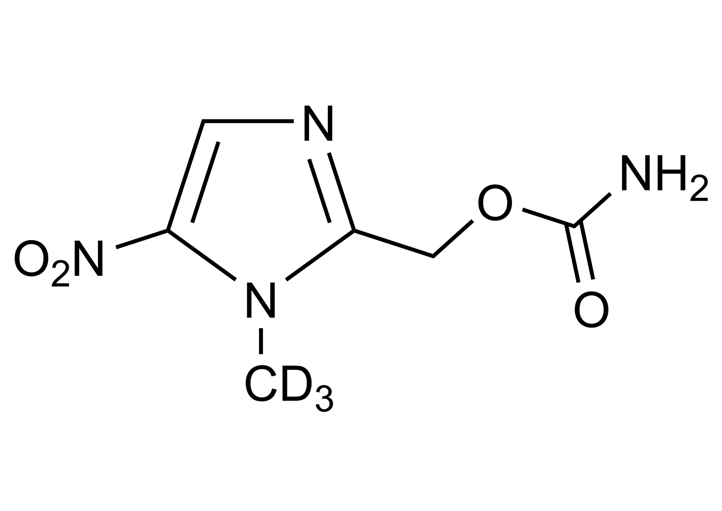 Ronidazole D3 ISO 17034 Molecular Structure Molecular structure of Ronidazole D3 ISO 17034 reference material