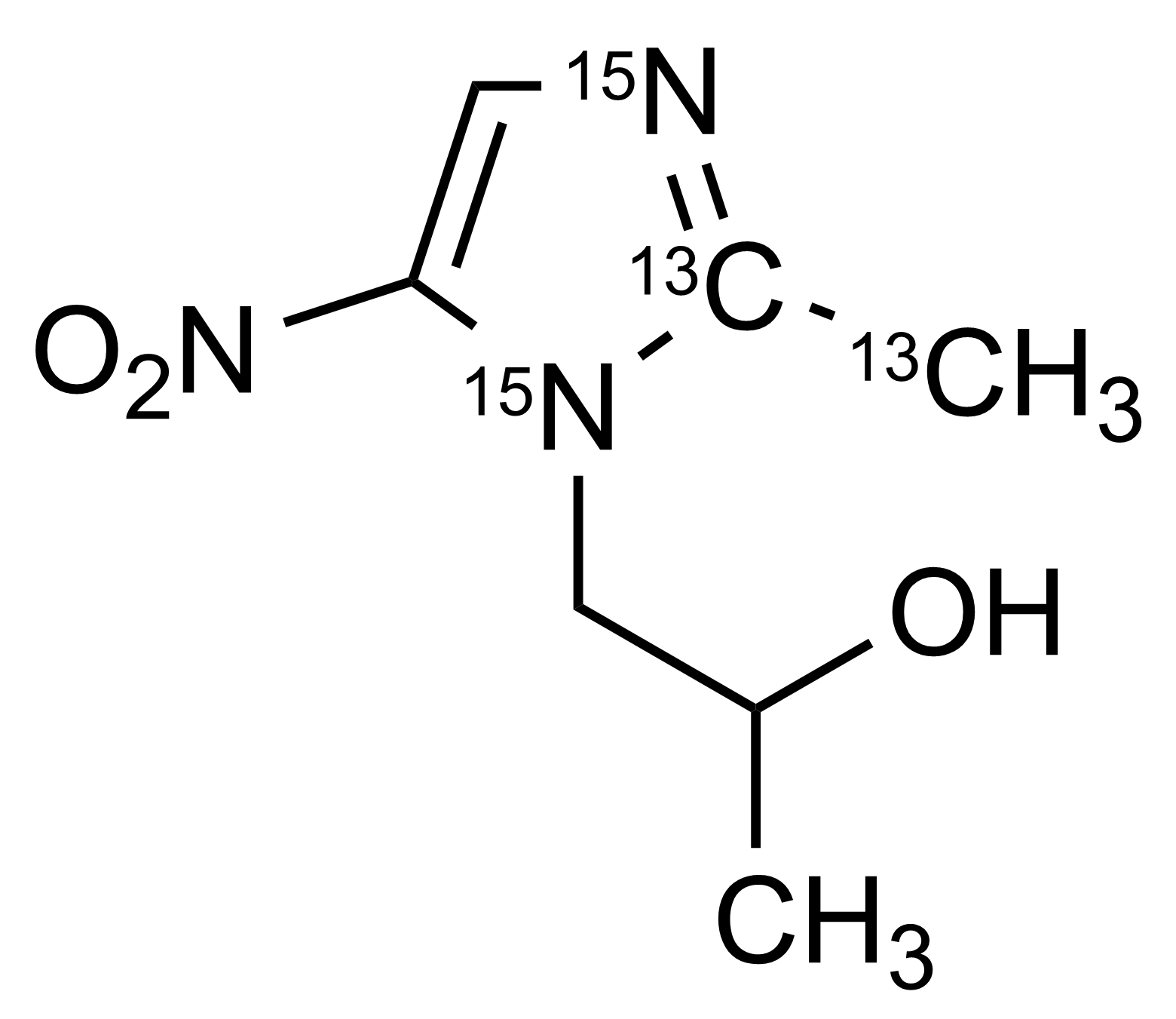 Secnidazole-13C2,15N2 reference standard molecular structure for LC-MS/MS and GC-MS