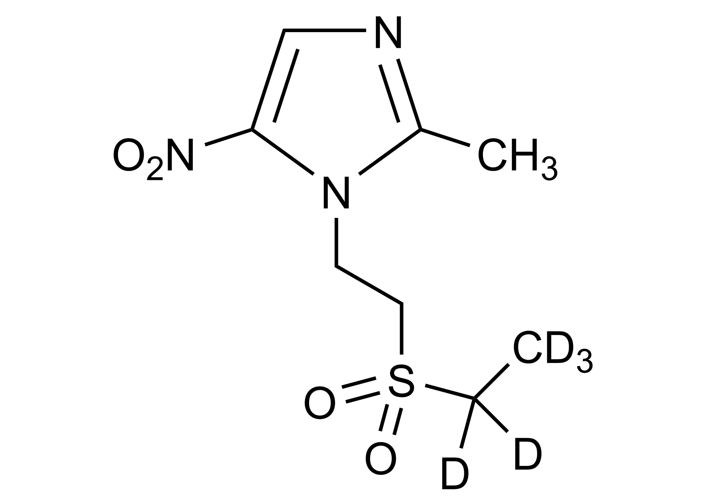 Tinidazole-D5 Reference Standard Molecular Structure Molecular structure of Tinidazole-D5 reference standard for LC-MS/MS and GC-MS quantification