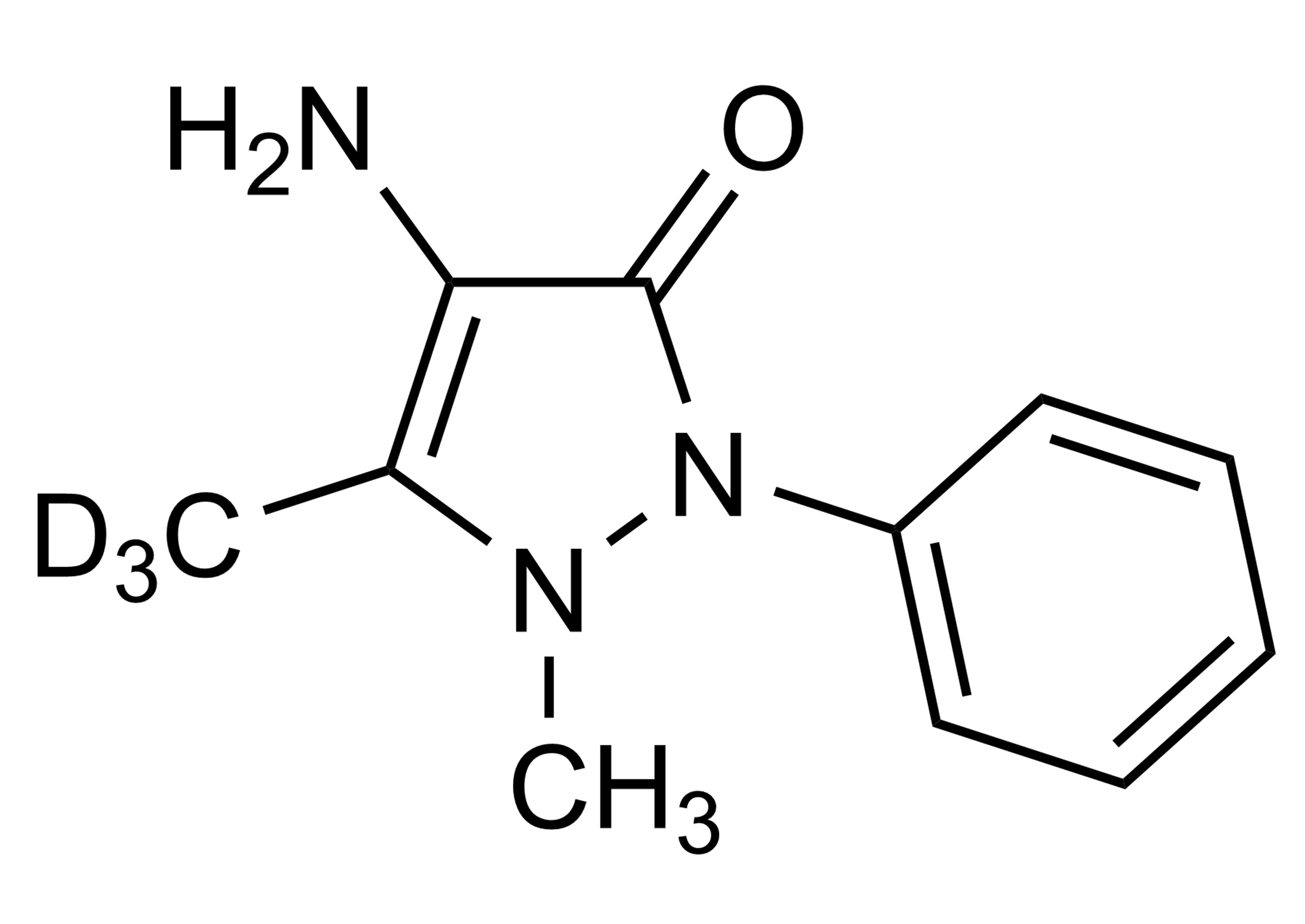 4-Aminoantipyrine-D3 AA-D3 Reference Standard Structure Image 4-Aminoantipyrine-D3 AA-D3 reference standard molecular structure diagram