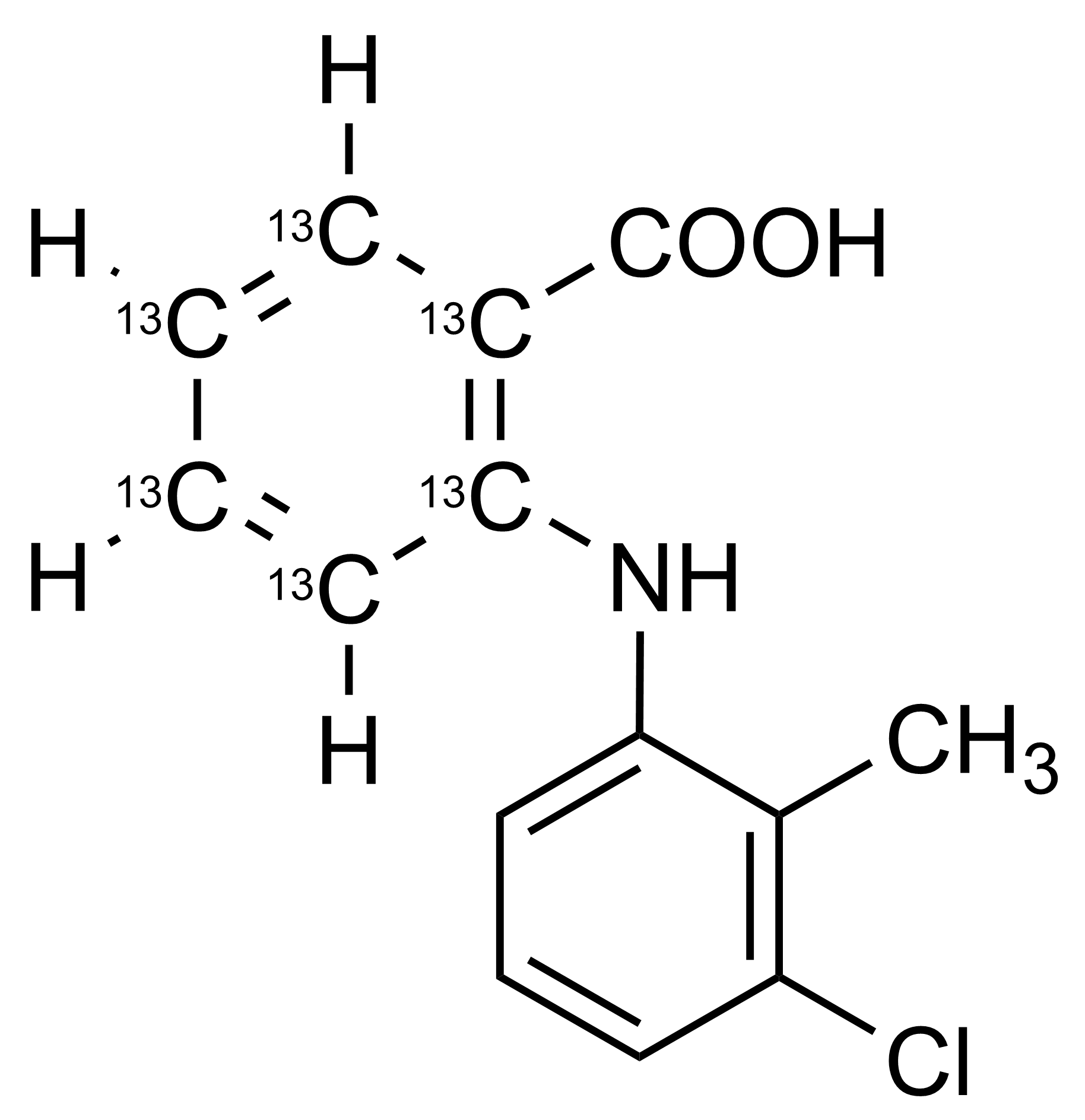 Tolfenamic acid 13C6 reference standard structure for LC-MS/MS and GC-MS calibration