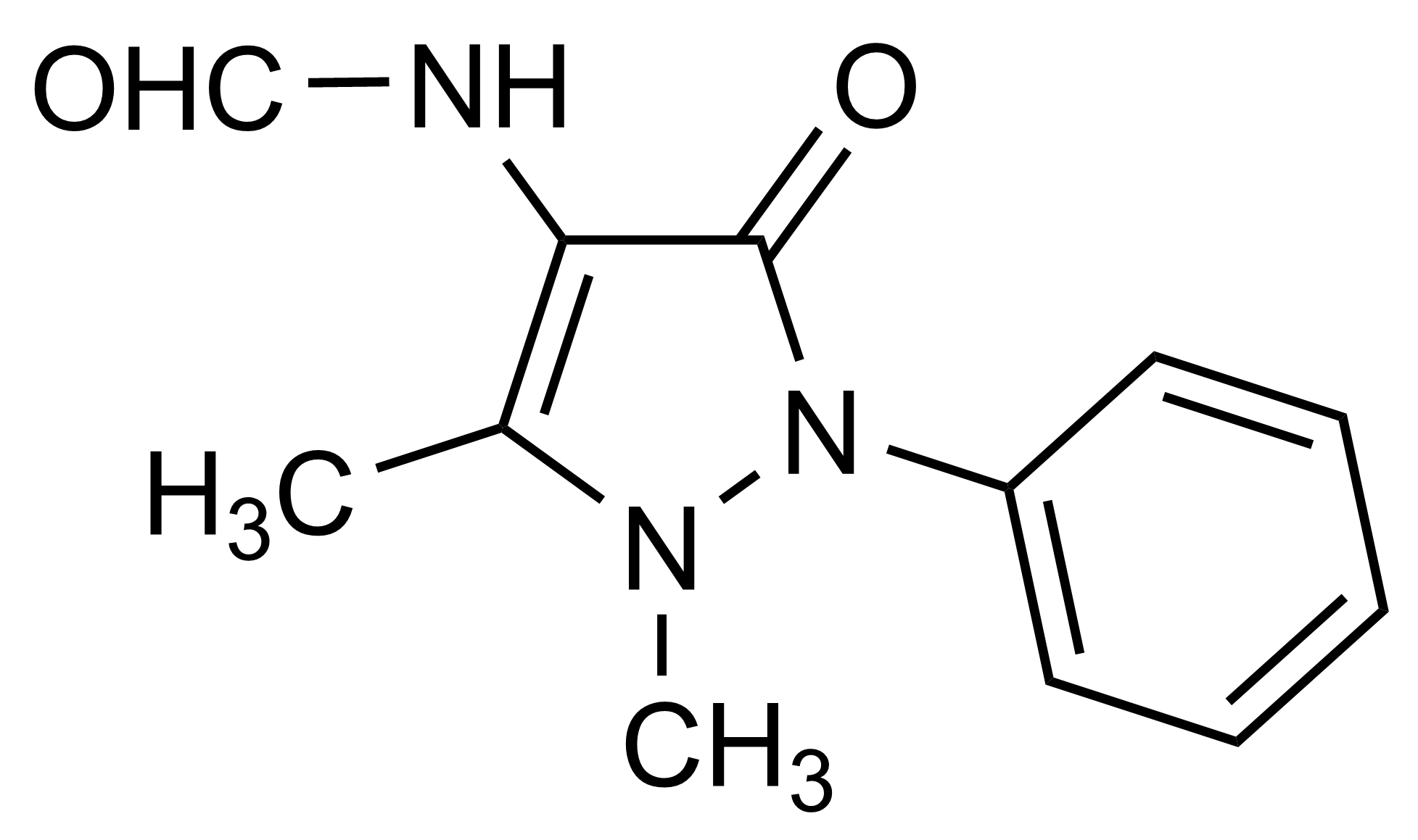 4-Formylaminoantipyrine FAA reference standard molecular structure (CAS 1672-58-8)