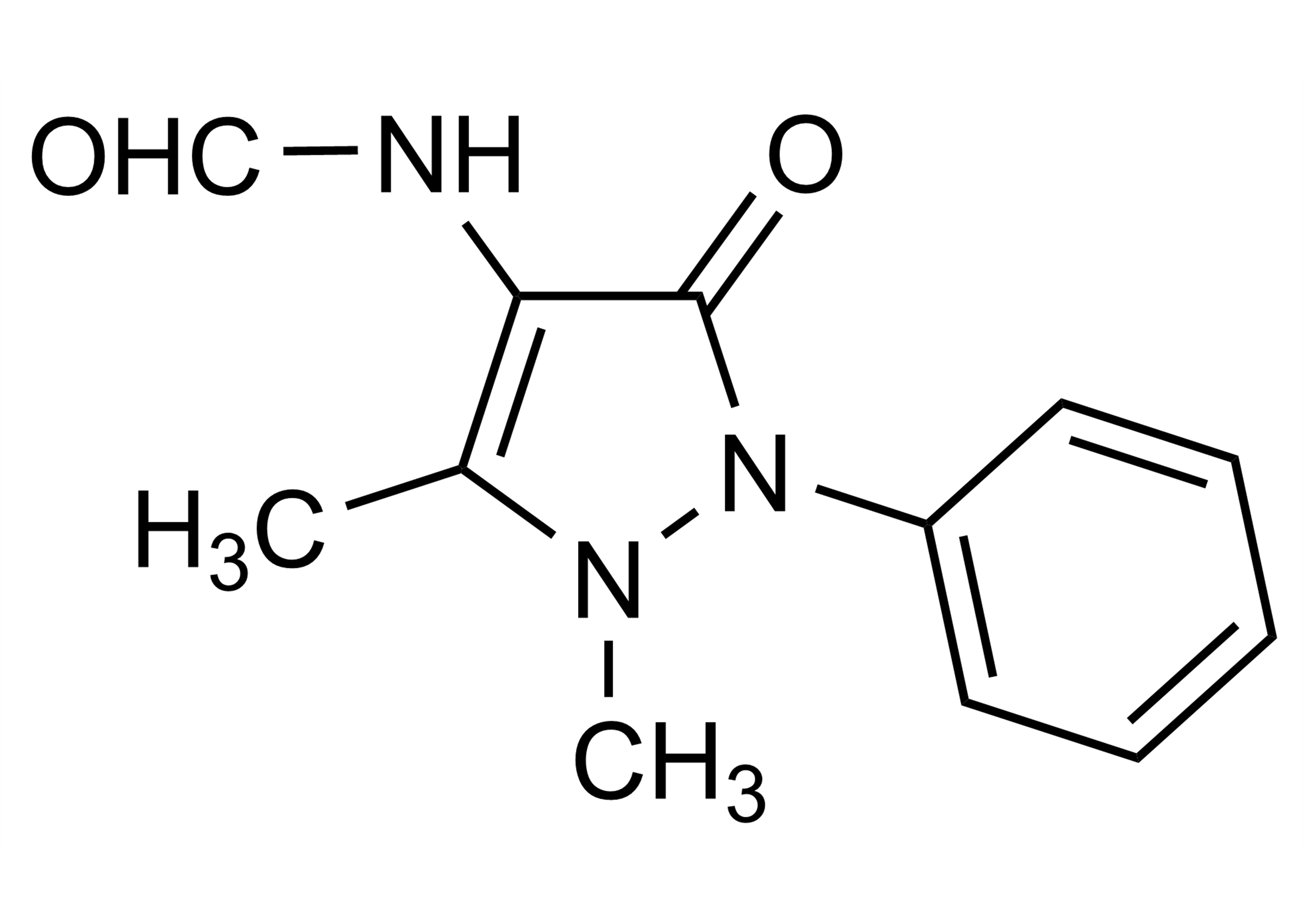 4-Formylaminoantipyrine FAA Reference Standard Structure 4-Formylaminoantipyrine FAA reference standard molecular structure (CAS 1672-58-8)