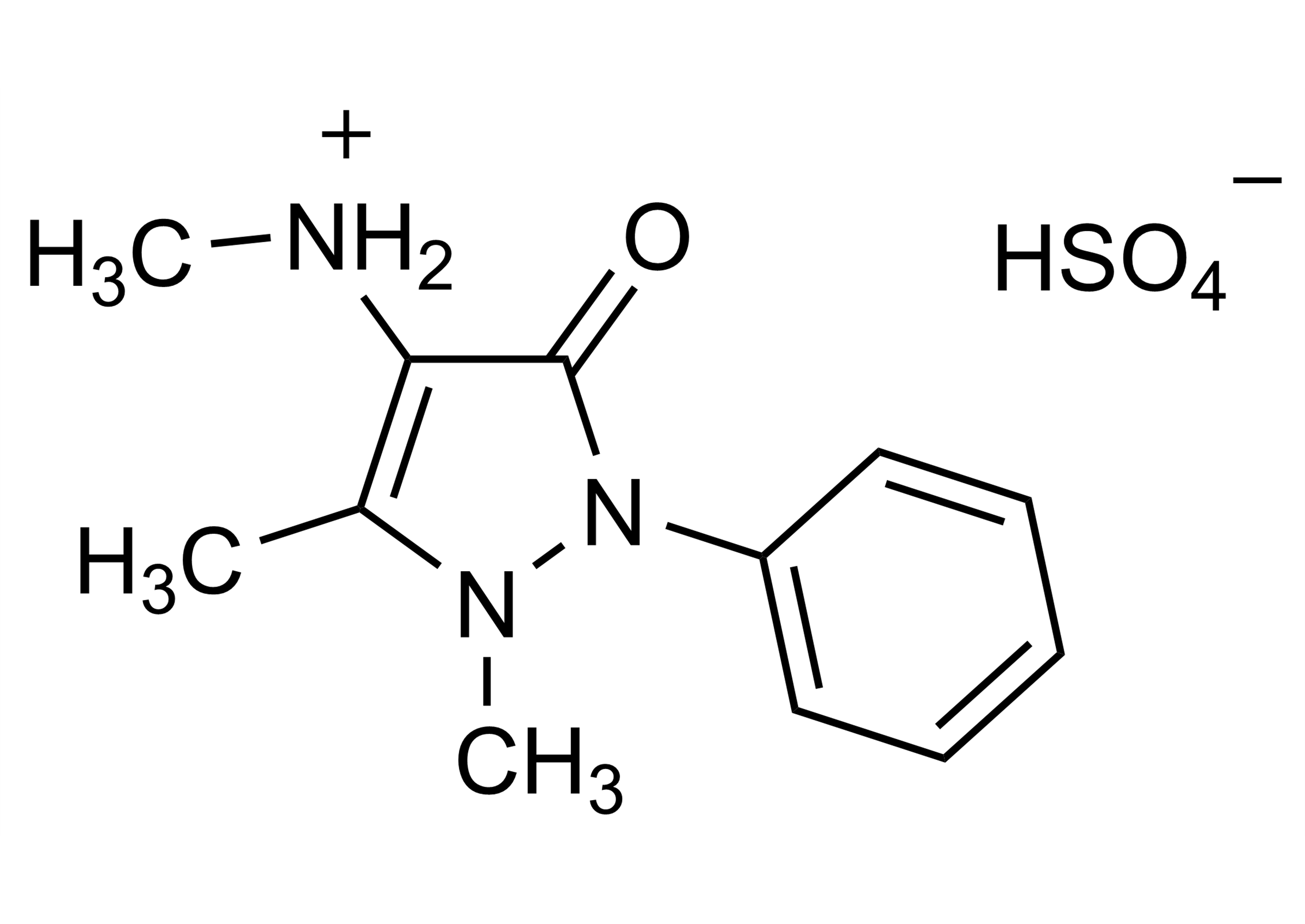 4-Methylaminoantipyrine MAA hydrogen sulfate Reference Standard Structure 4 Methylaminoantipyrine MAA hydrogen sulfate reference standard molecular structure