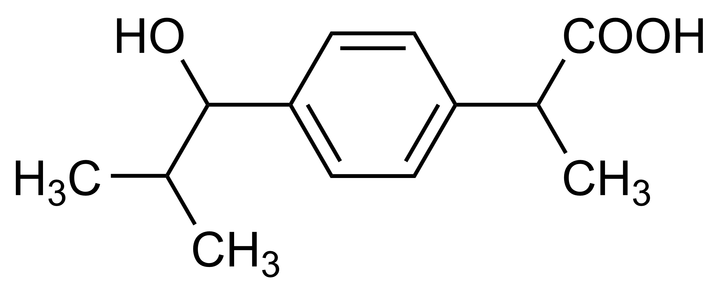 Molecular structure of 2 Hydroxyibuprofen reference standard for LC MS MS and GC MS quantification