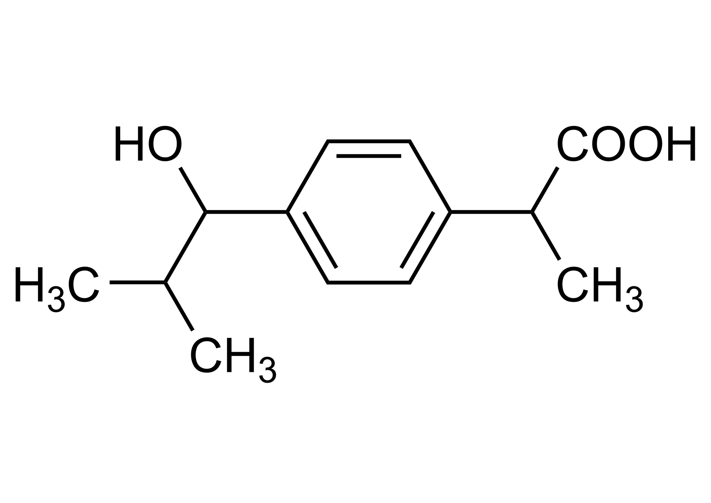 2 Hydroxyibuprofen Reference Standard Molecular Structure Molecular structure of 2 Hydroxyibuprofen reference standard for LC MS MS and GC MS quantification