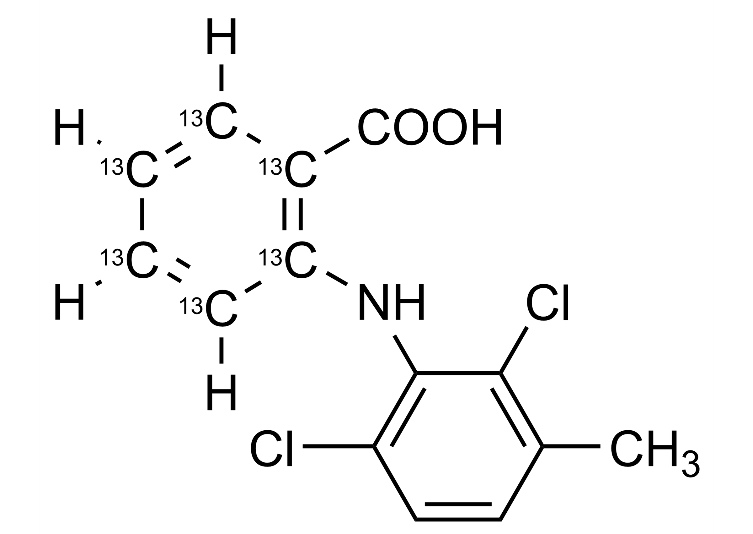 Meclofenamic acid 13C6 Reference Standard Structure Meclofenamic acid 13C6 reference standard molecular structure for LC-MS/MS and GC-MS