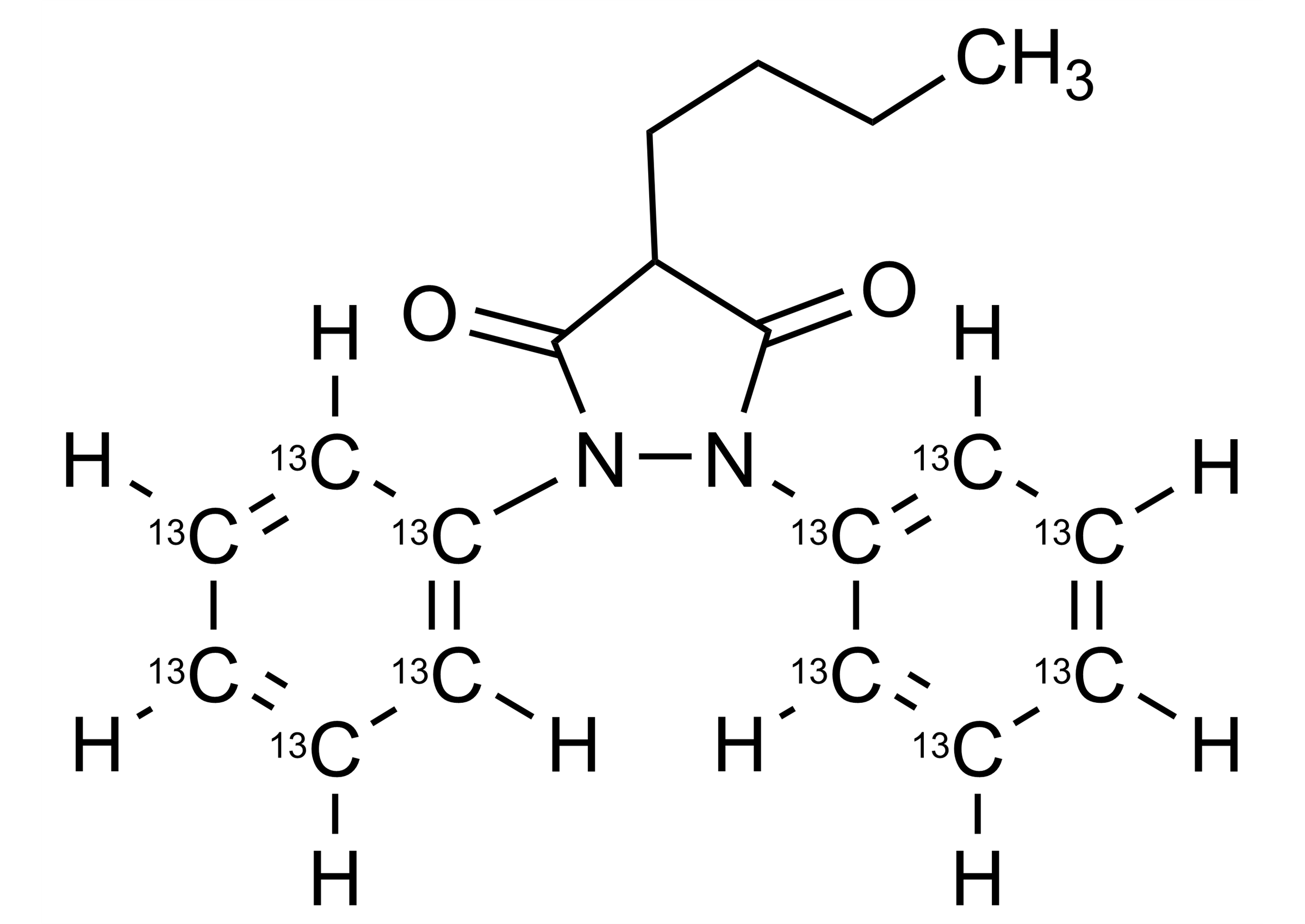 Phenylbutazone-13C12 Reference Standard Molecular Structure Image Molecular structure of Phenylbutazone-13C12 reference standard for LC-MS/MS and GC-MS quantification