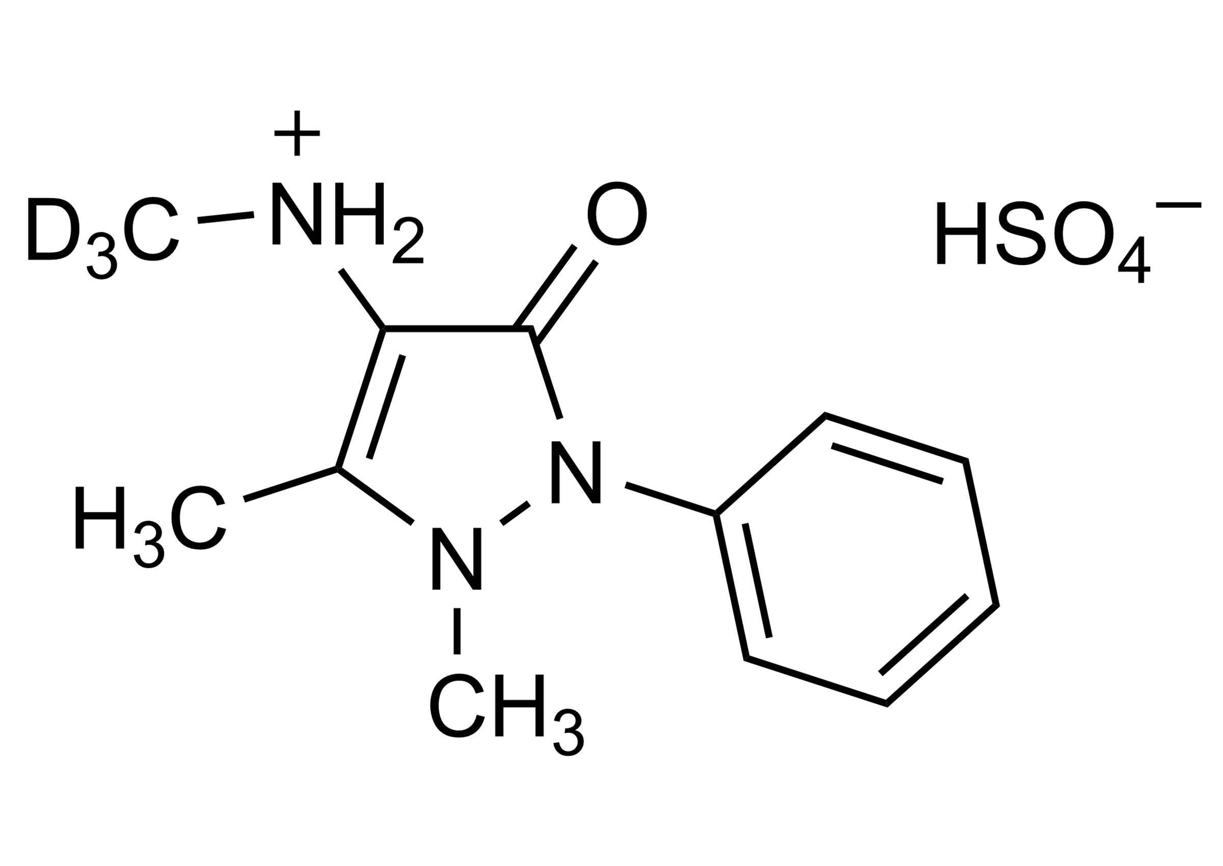 4-Methylaminoantipyrine-D3 Hydrogen Sulfate MAA-D3 Reference Standard Structure 4-Methylaminoantipyrine-D3 hydrogen sulfate molecular structure reference standard for LC-MS/MS and GC-MS