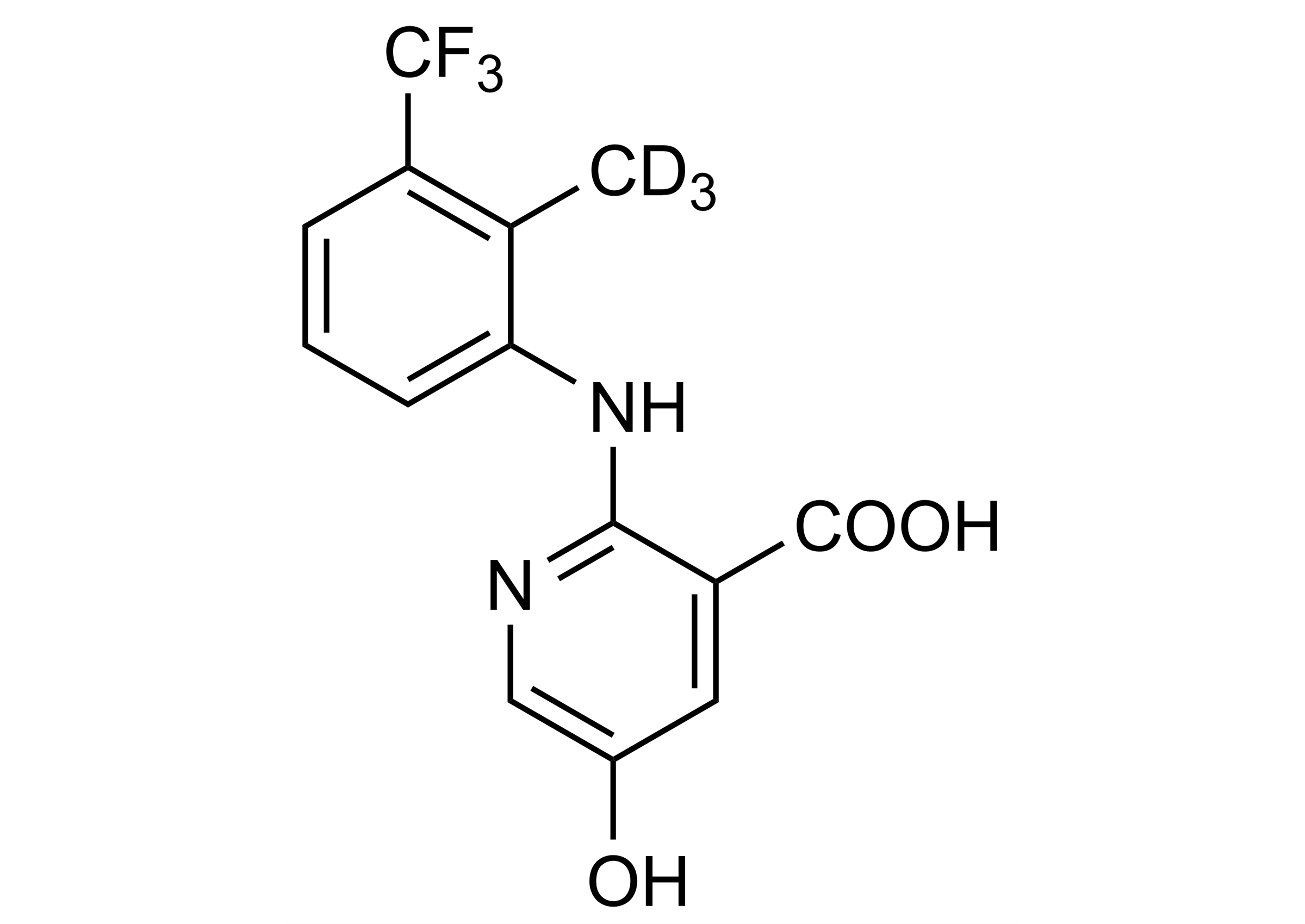 Molecular structure of 5-Hydroxyflunixin-D3 reference standard for LC-MS/MS and GC-MS quantification