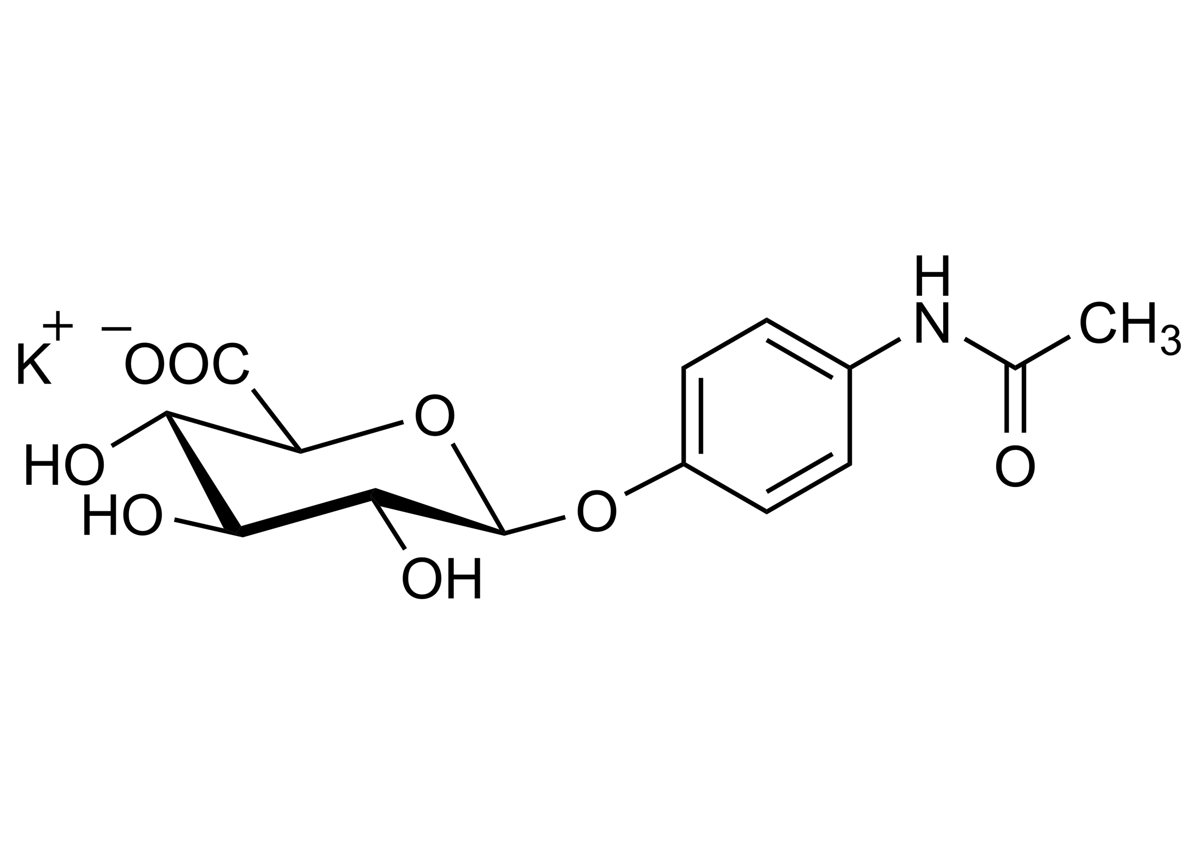 Molecular Structure - Paracetamol Glucuronide Potassium Salt Reference Standard Paracetamol glucuronide potassium salt reference standard molecular structure for LC-MS/MS and GC-MS calibration
