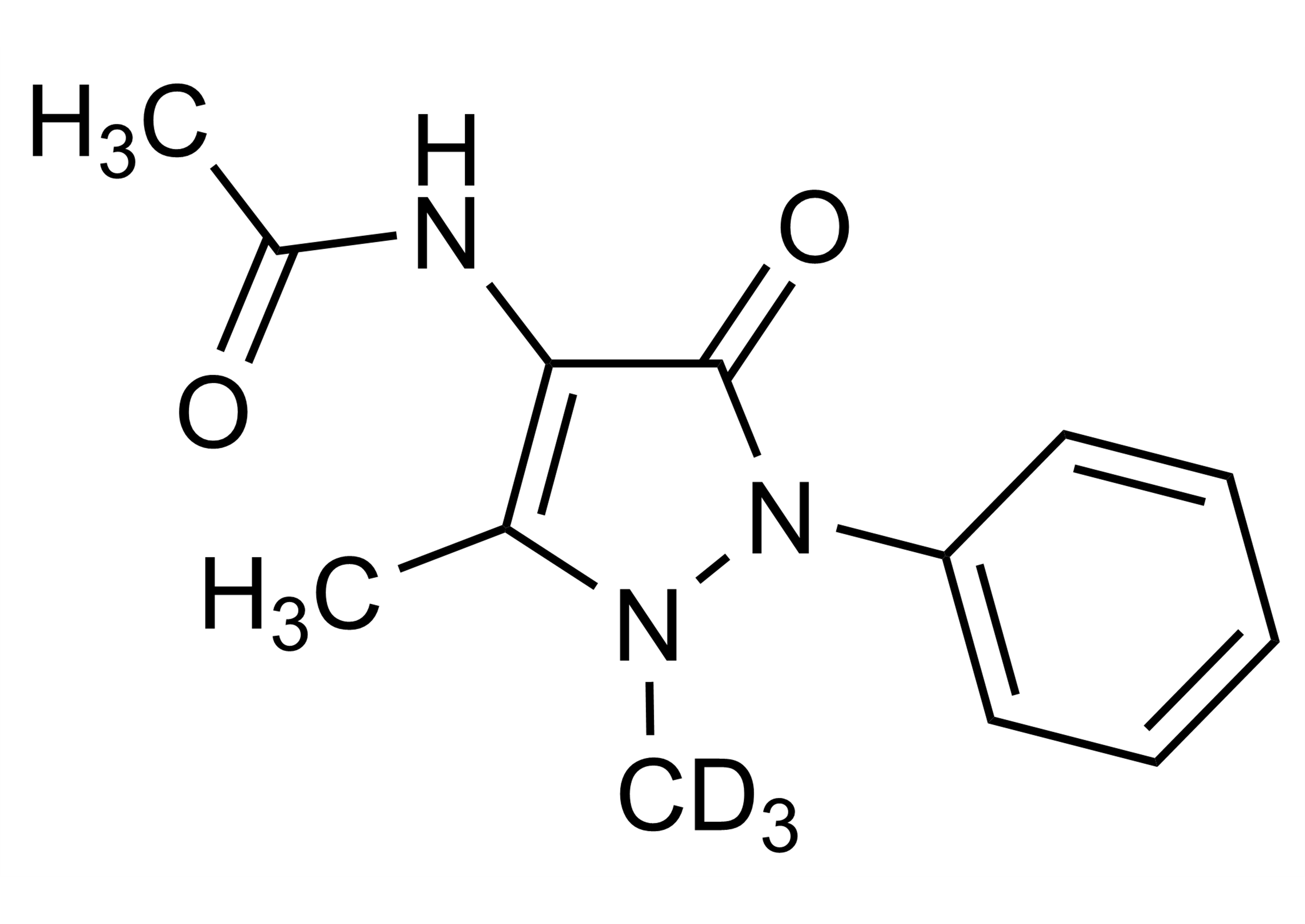 4 Acetamidoantipyrine D3 Reference Standard Molecular Structure 4 Acetamidoantipyrine D3 reference standard molecular structure for LC-MS/MS and GC-MS