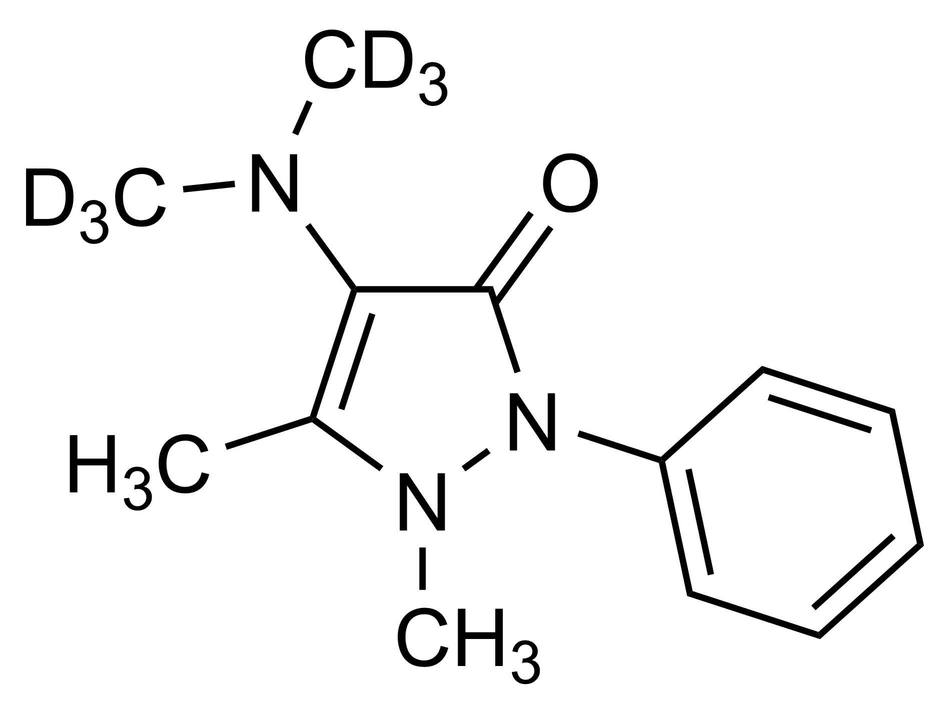 IPAA-D6 4-Dimethylamino-antipyrine-D6 Aminophenazone-D6 molecular structure reference standard (CAS 91419-95-3)