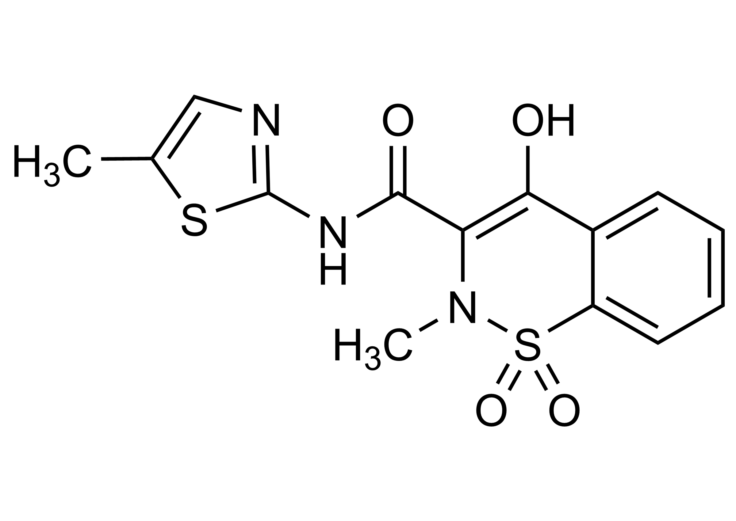 Meloxicam Reference Standard - Molecular Structure Meloxicam reference standard molecular structure, CAS 71125-38-7, for LC-MS/MS and GC-MS calibration