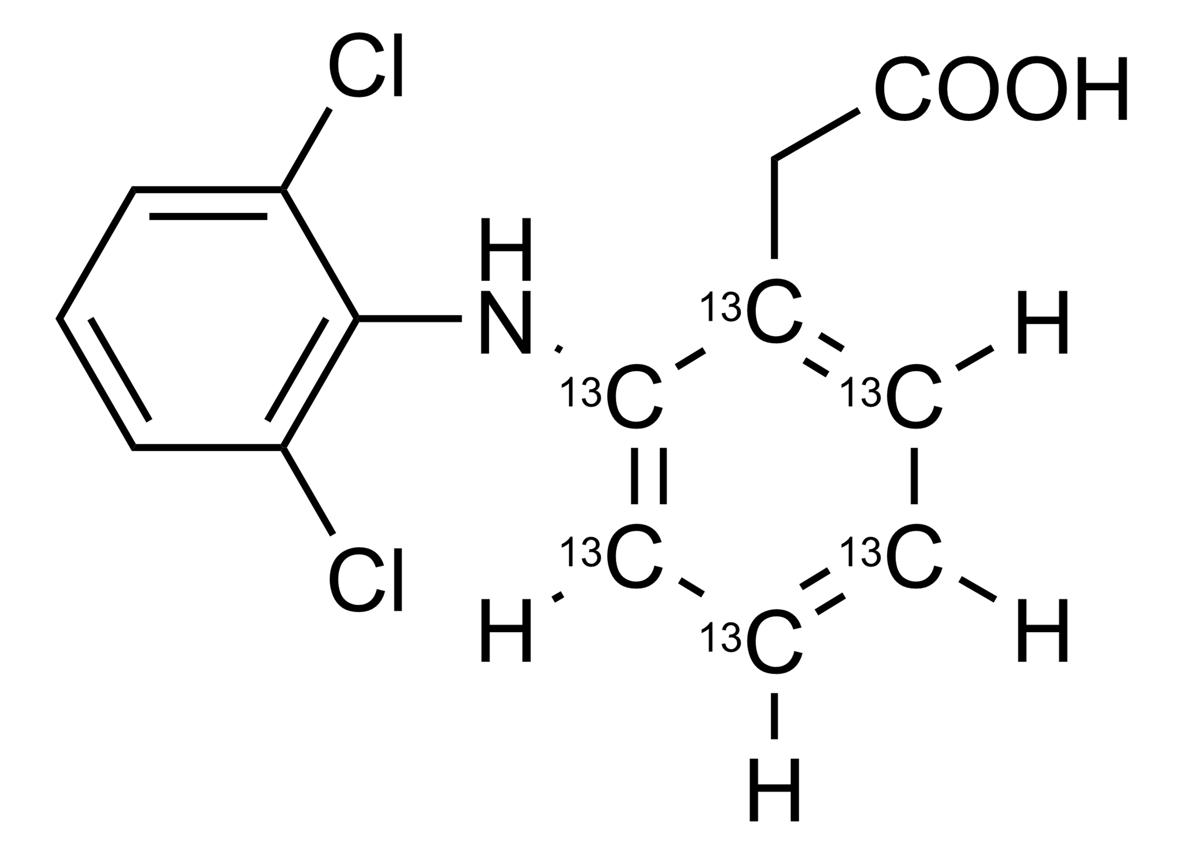 Diclofenac-13C6 Reference Standard Molecular Structure Diclofenac-13C6 reference standard molecular structure for LC-MS/MS and GC-MS quantification