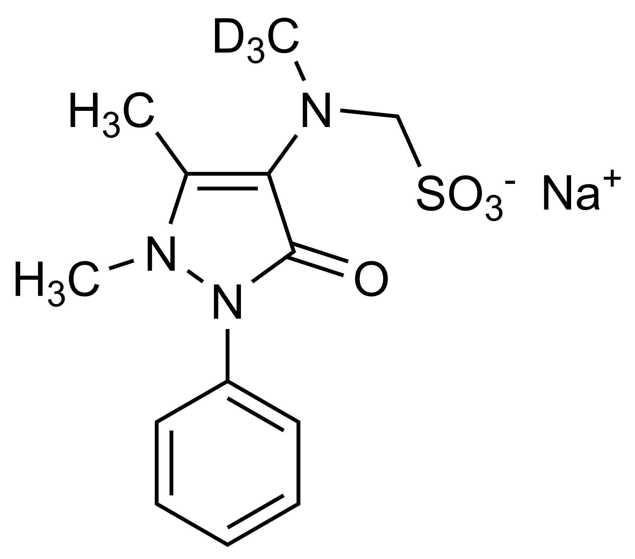 Molecular structure of Metamizole-D3 sodium salt Dipyrone-D3 sodium salt (CAS 2512223-60-6) reference standard