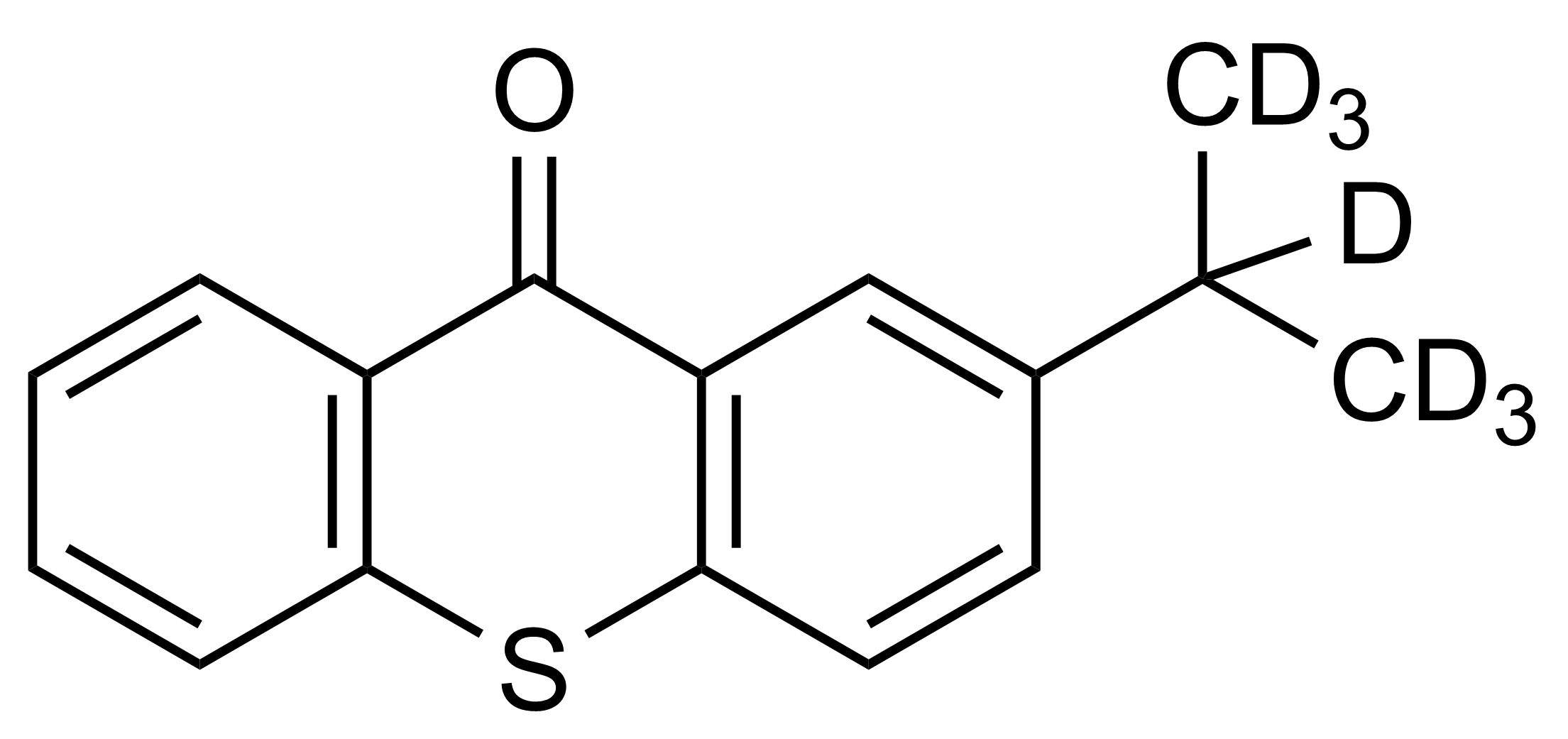 Molecular structure of 2-Isopropyl-D7-thioxanthen-9-one deuterated reference standard for LC-MS/MS and GC-MS