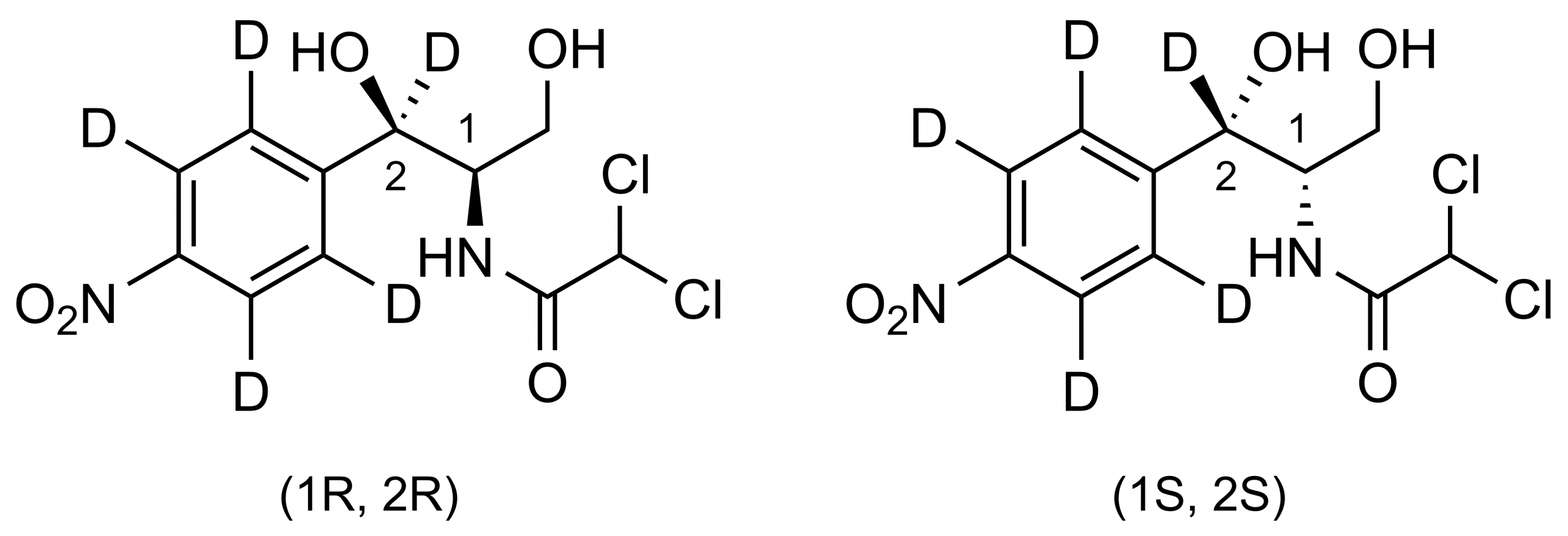 Molecular structure of threo-Chloramphenicol-D5 reference standard solution 100 ug/ml in acetonitrile ISO 17034