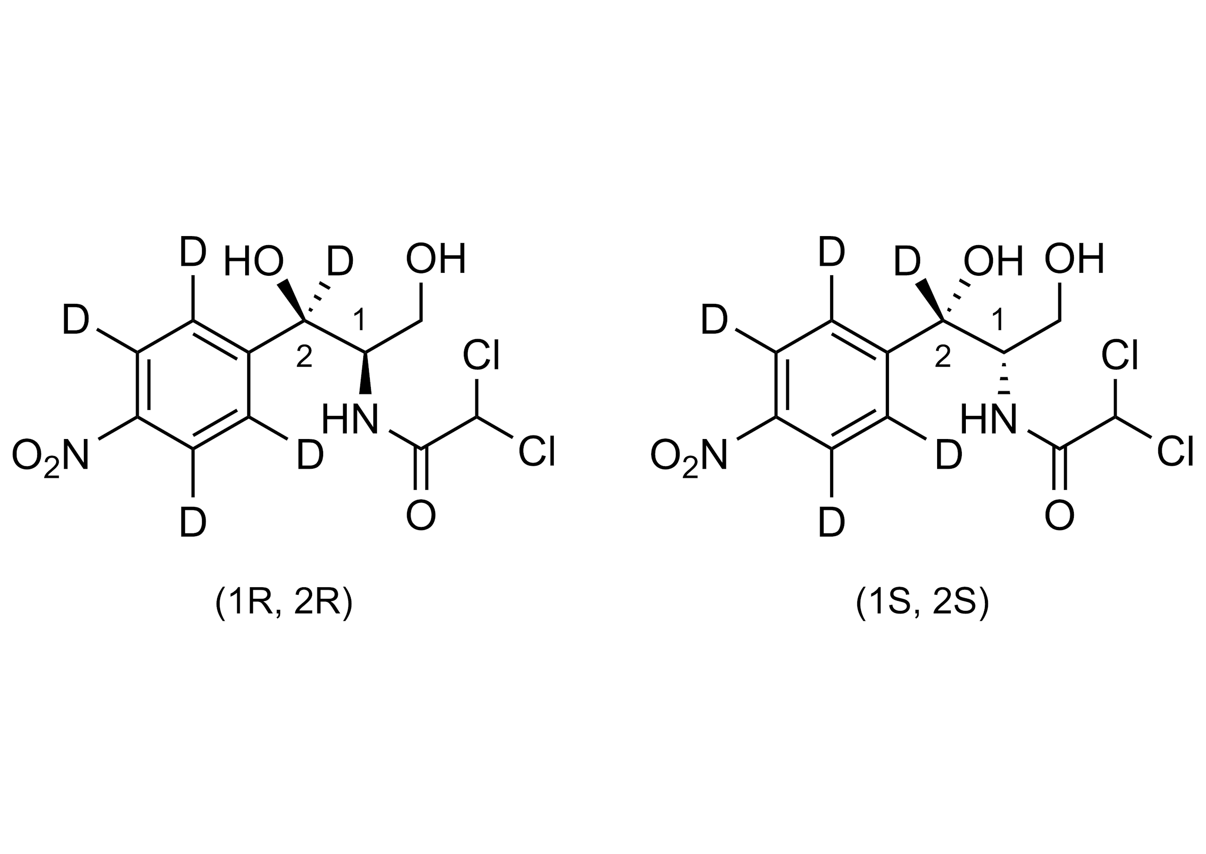threo-Chloramphenicol-D5 Deuterated Reference Standard Structure Molecular structure of threo-Chloramphenicol-D5 reference standard solution 100 ug/ml in acetonitrile ISO 17034